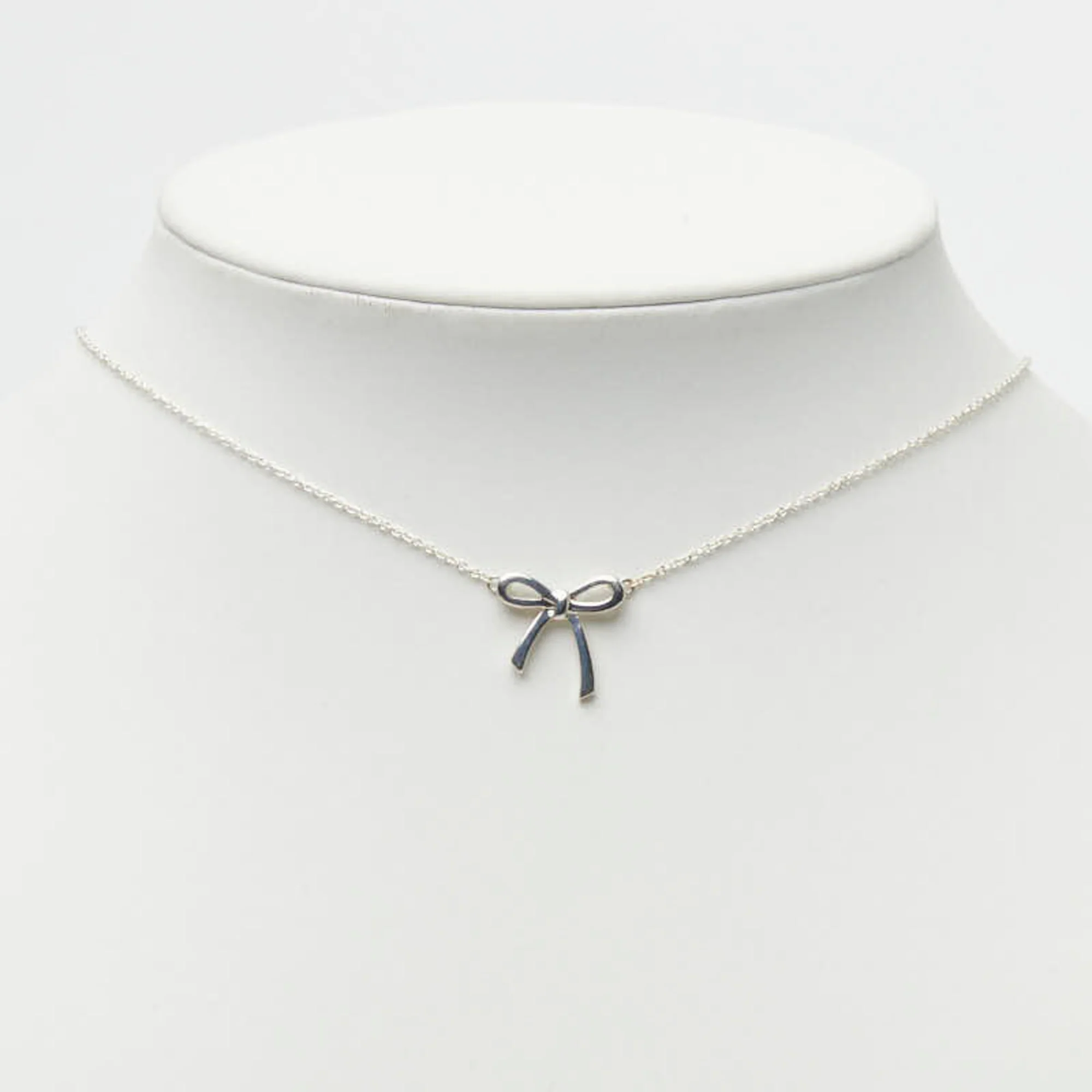 Bow Ribbon Pendant Necklace Sterling Silver - Image 7
