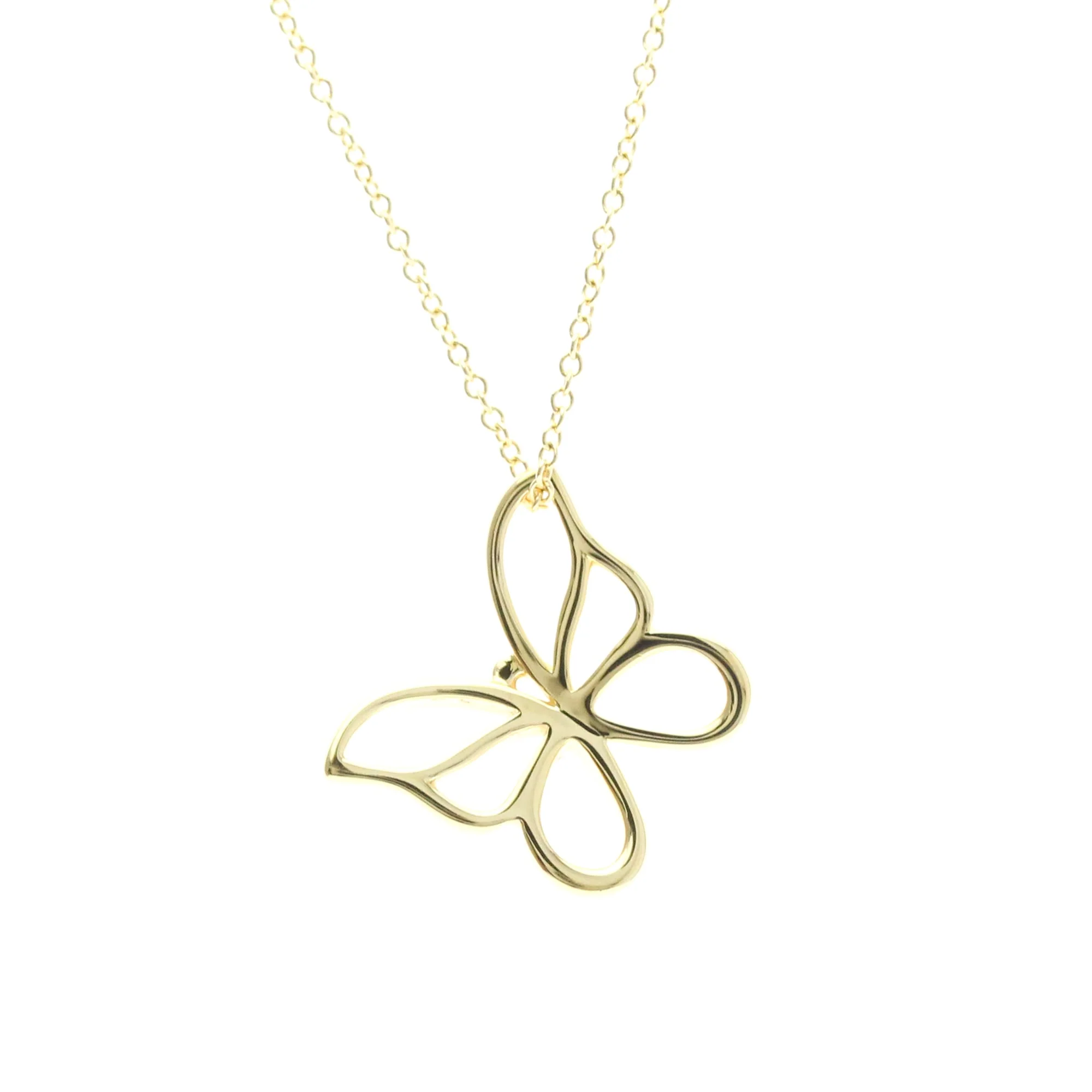 Butterfly Pendant Necklace 18K Yellow Gold