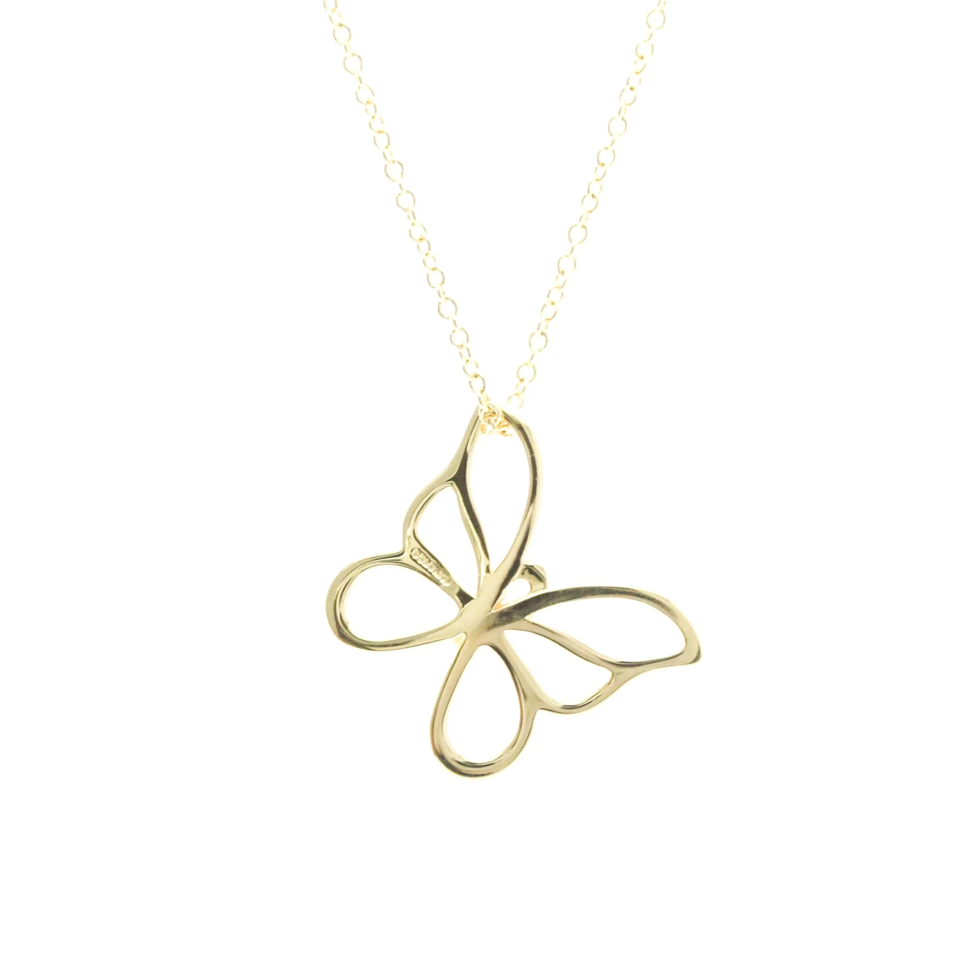 Butterfly Pendant Necklace 18K Yellow Gold - Image 2