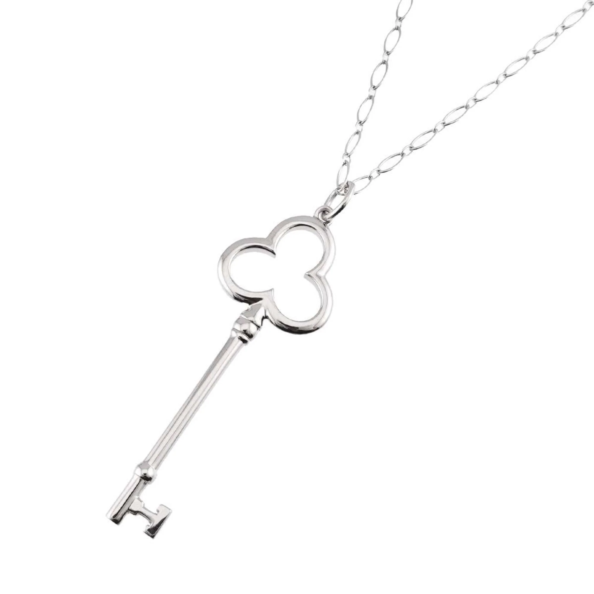 Clover Key Pendant Necklace Sterling Silver