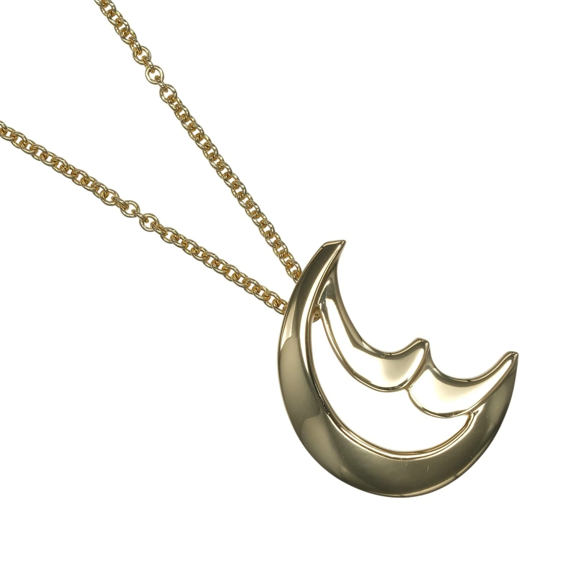 Crescent Moon Pendant Necklace 18K Yellow Gold