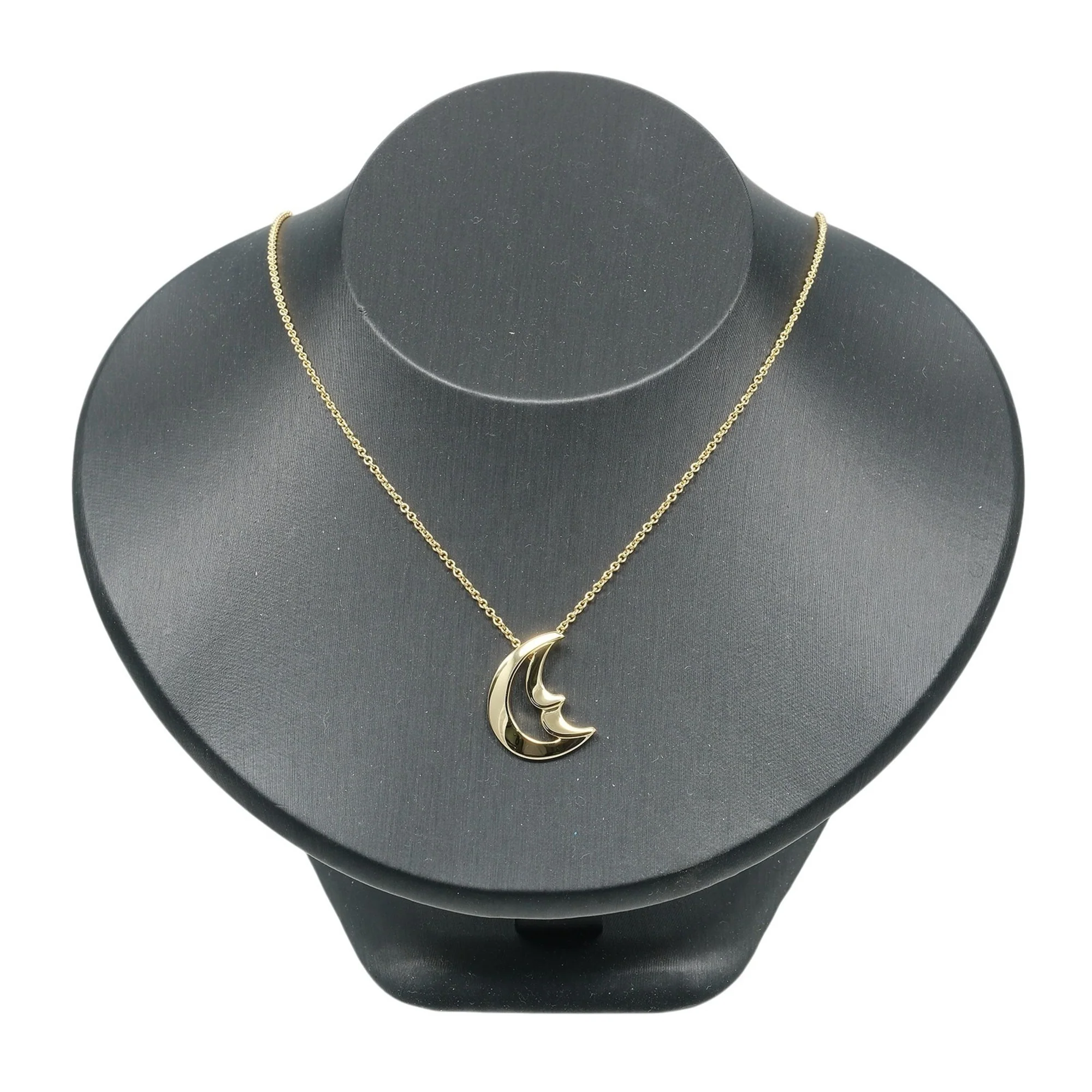 Crescent Moon Pendant Necklace 18K Yellow Gold - Image 2