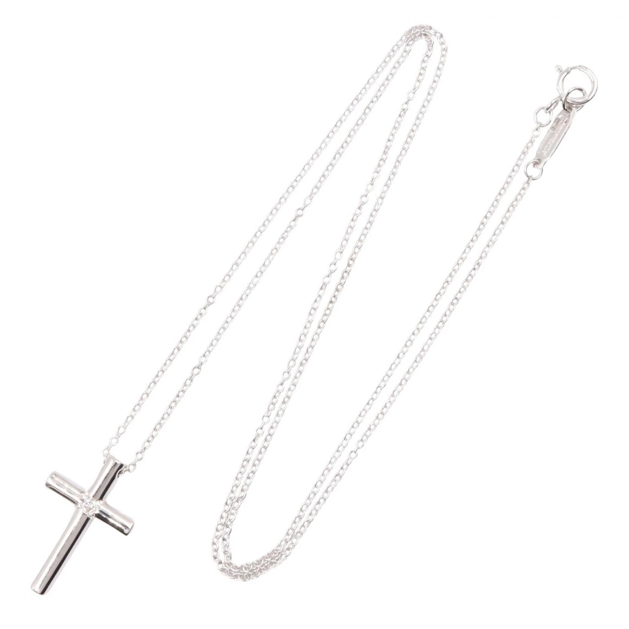 Cross Pendant Necklace 18K White Gold with Diamond - Image 2