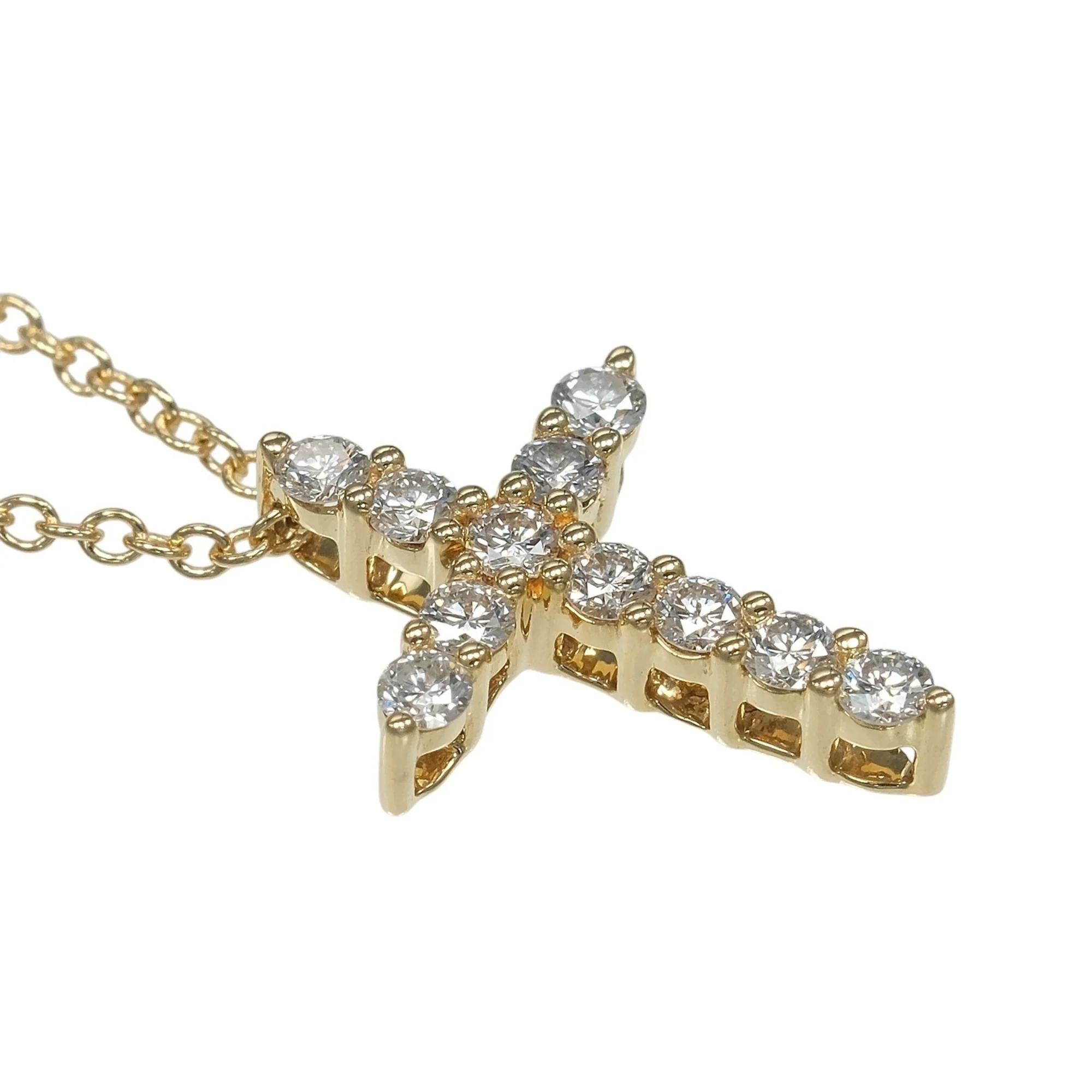 Cross Pendant Necklace 18K Yellow Gold with Diamond - Image 5