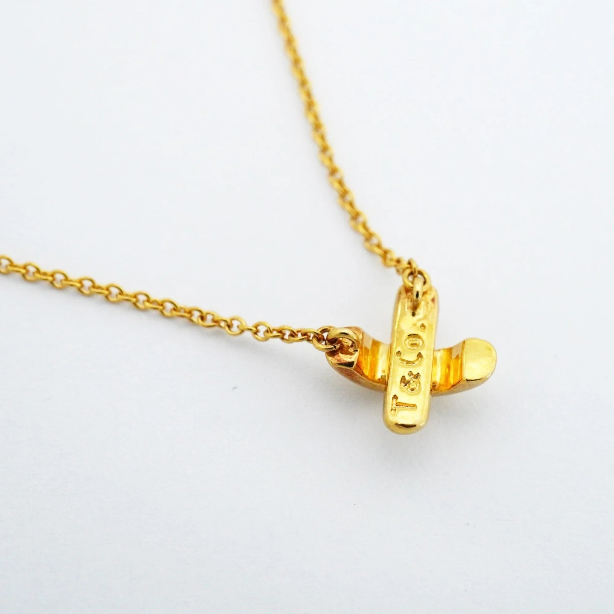 Cross Stitch Pendant Necklace 18K Yellow Gold - Image 2