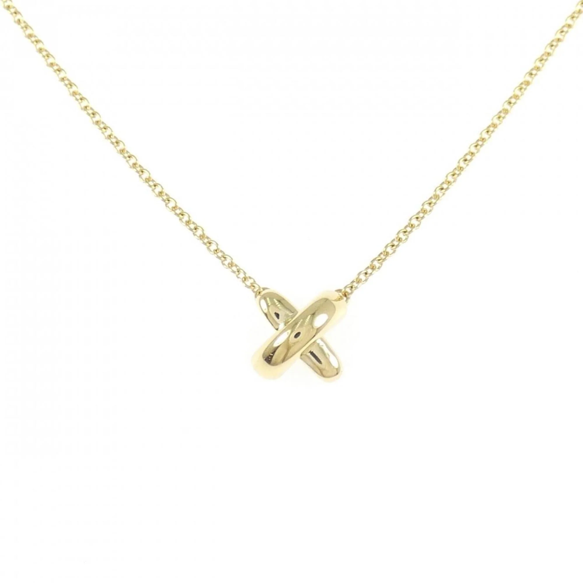 Cross Stitch Pendant Necklace 18K Yellow Gold