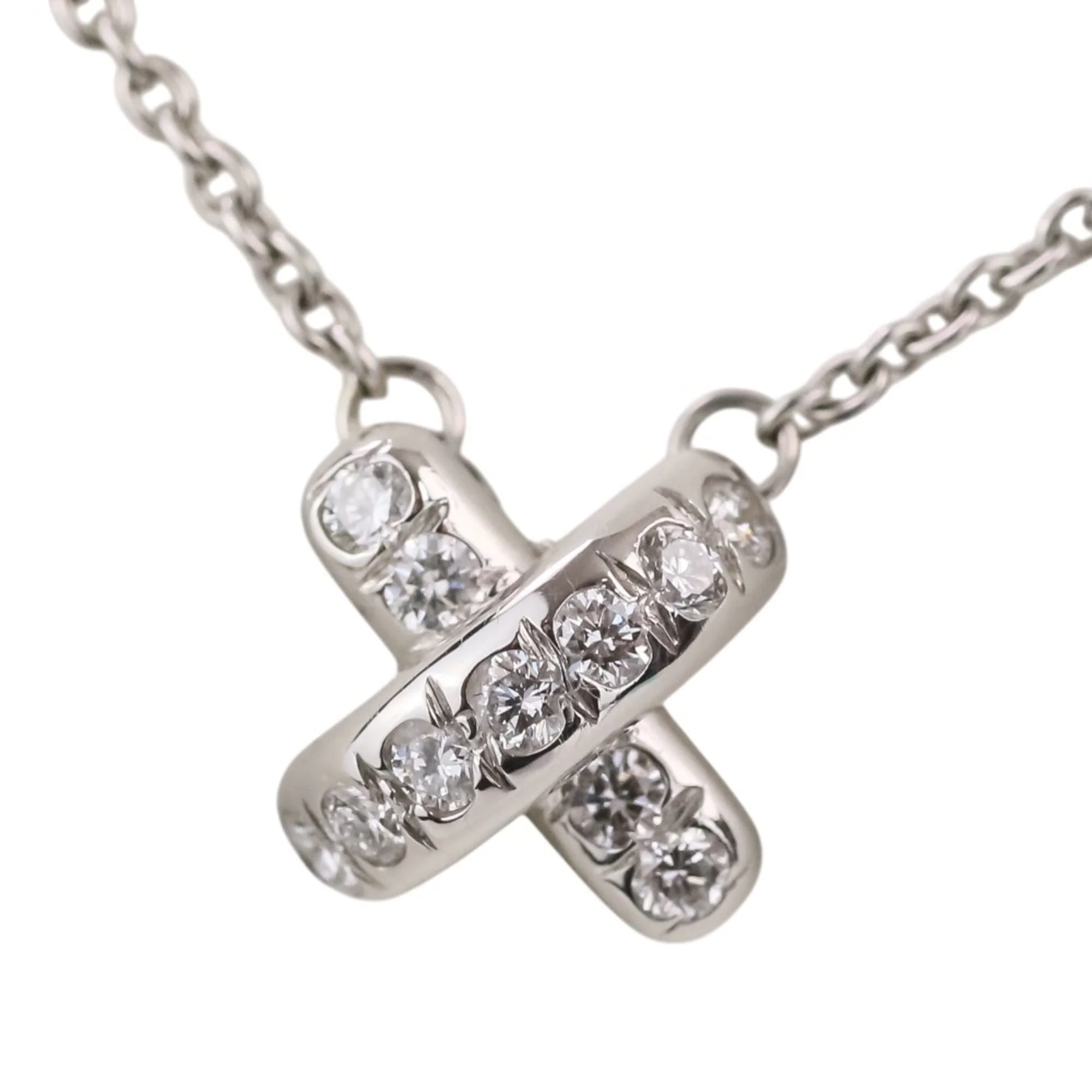 Cross Stitch Pendant Necklace Platinum with Diamond