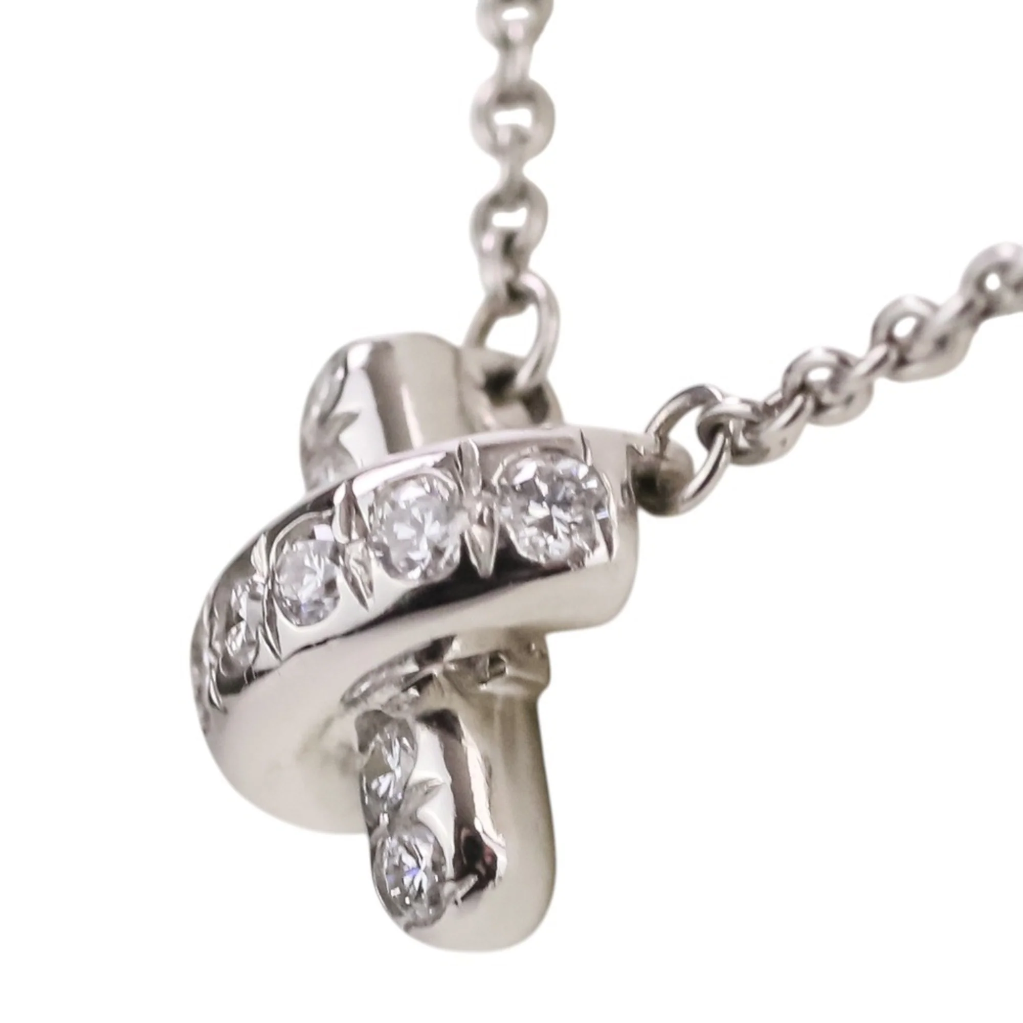 Cross Stitch Pendant Necklace Platinum with Diamond - Image 3