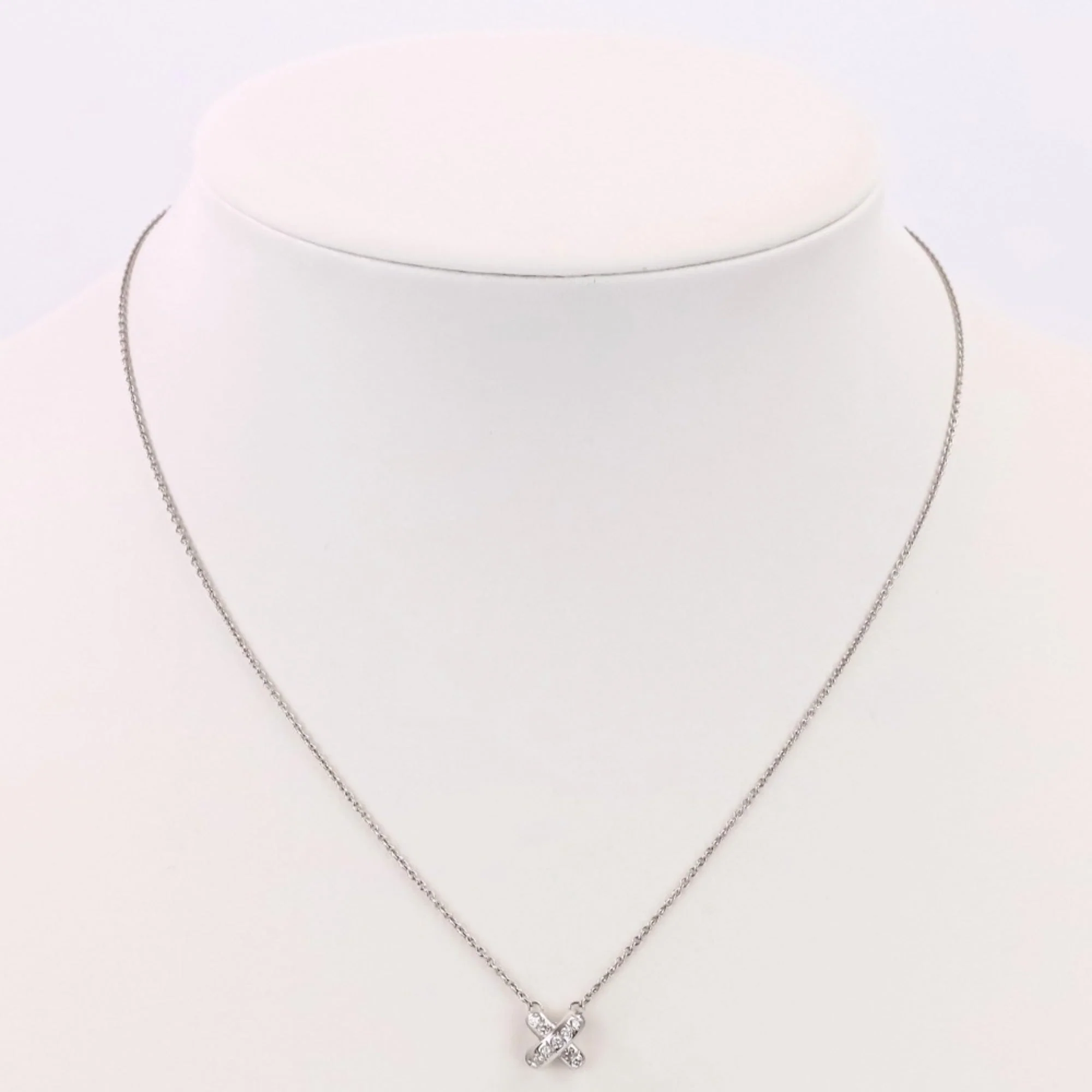 Cross Stitch Pendant Necklace Platinum with Diamond - Image 4
