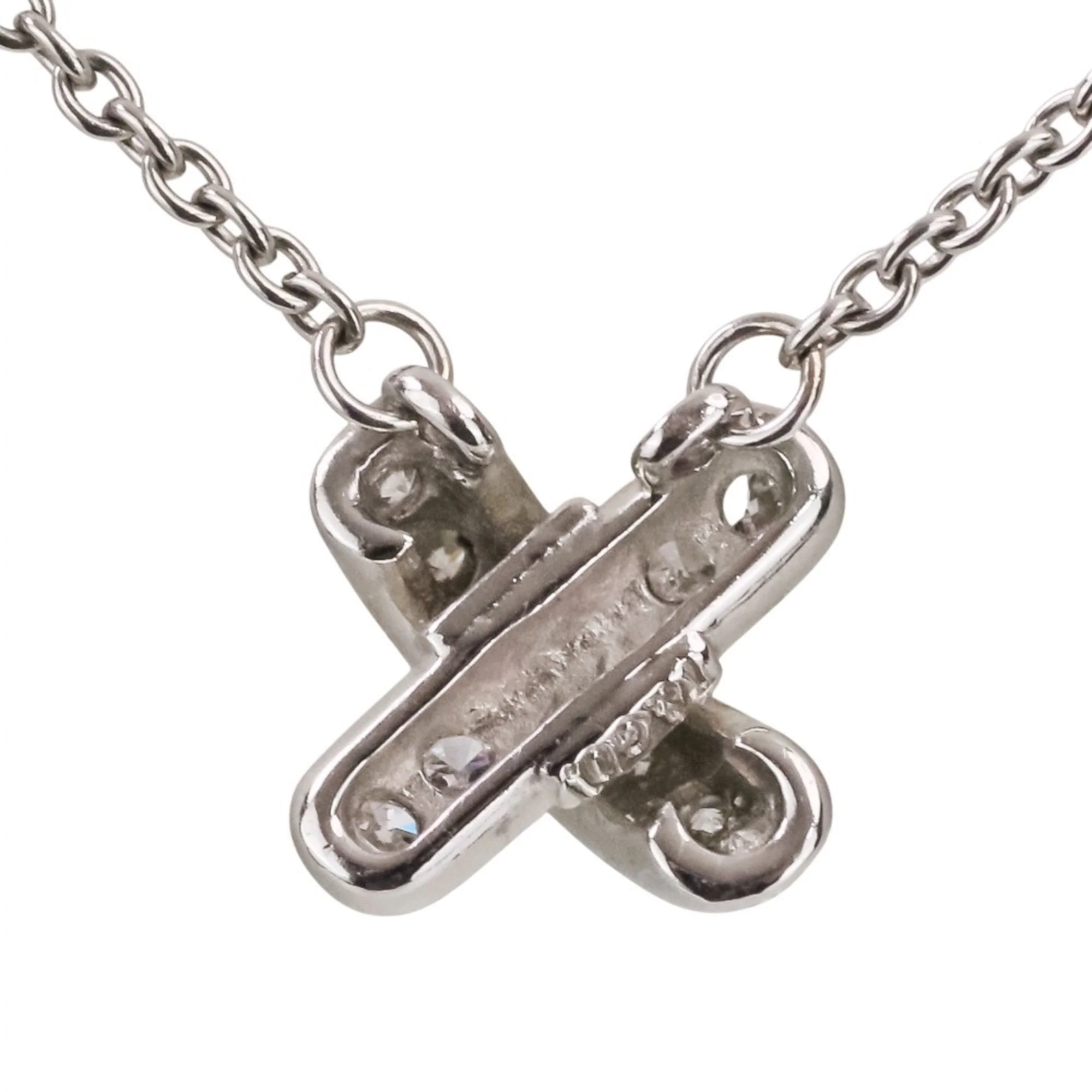 Cross Stitch Pendant Necklace Platinum with Diamond - Image 6