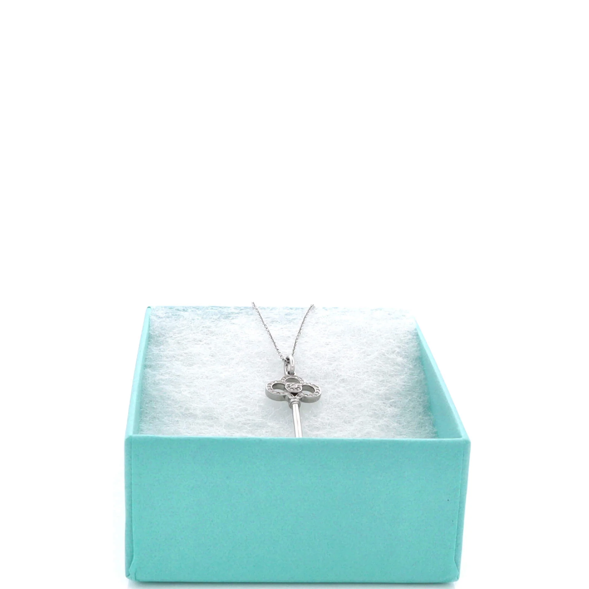Crown Key Pendant Necklace 18K White Gold with Diamonds - Image 2