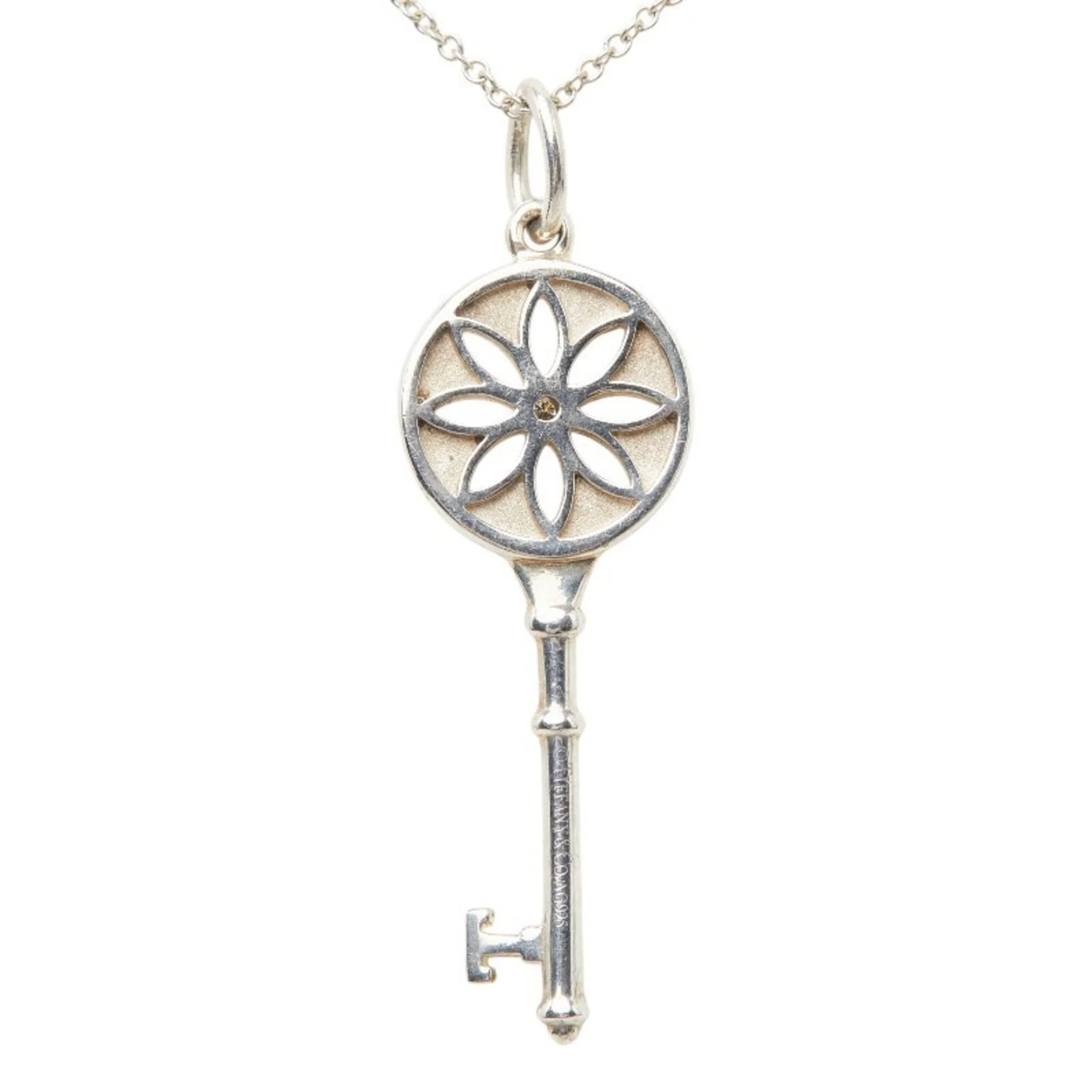 Daisy Key Pendant Necklace Sterling Silver and Diamond - Image 3