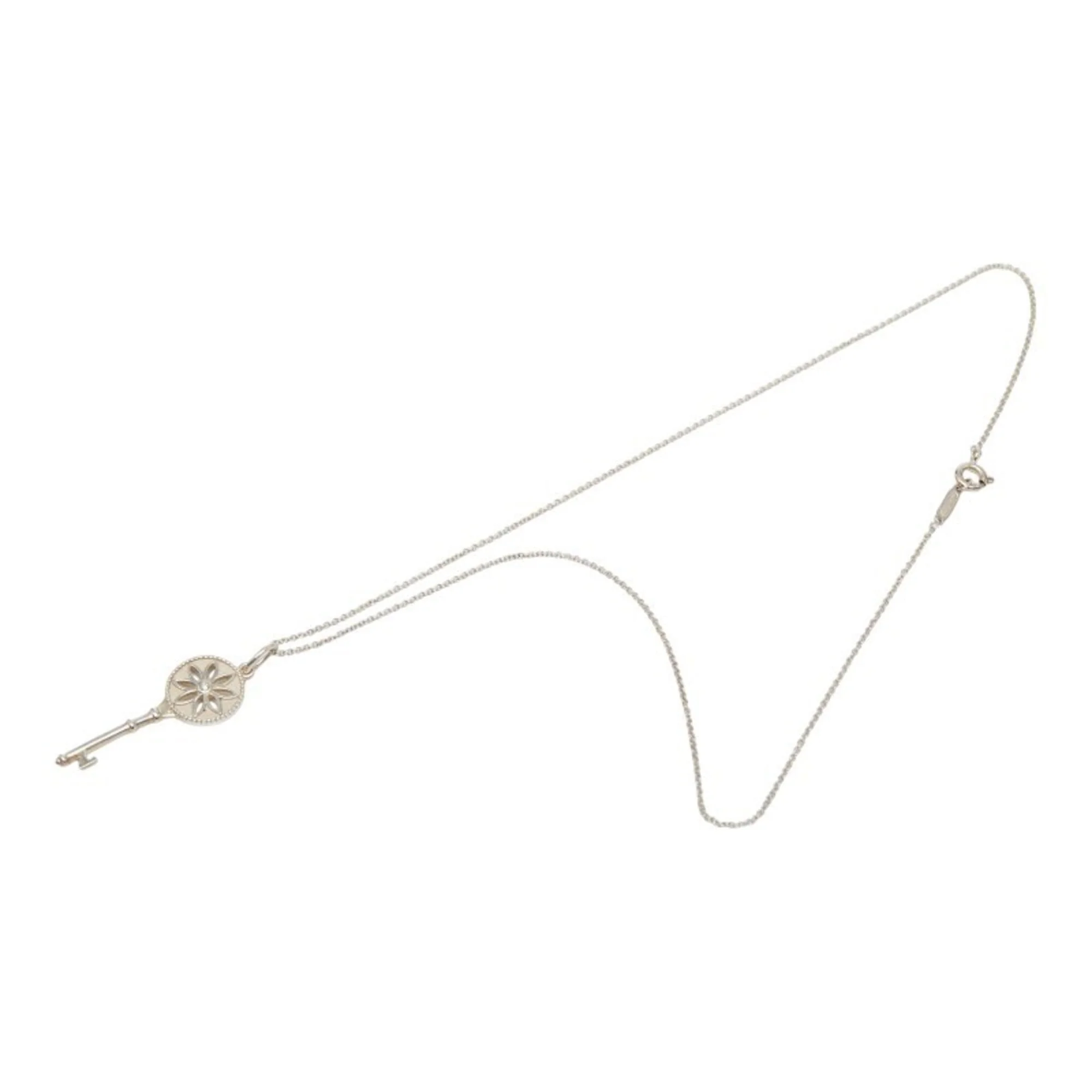 Daisy Key Pendant Necklace Sterling Silver and Diamond - Image 4