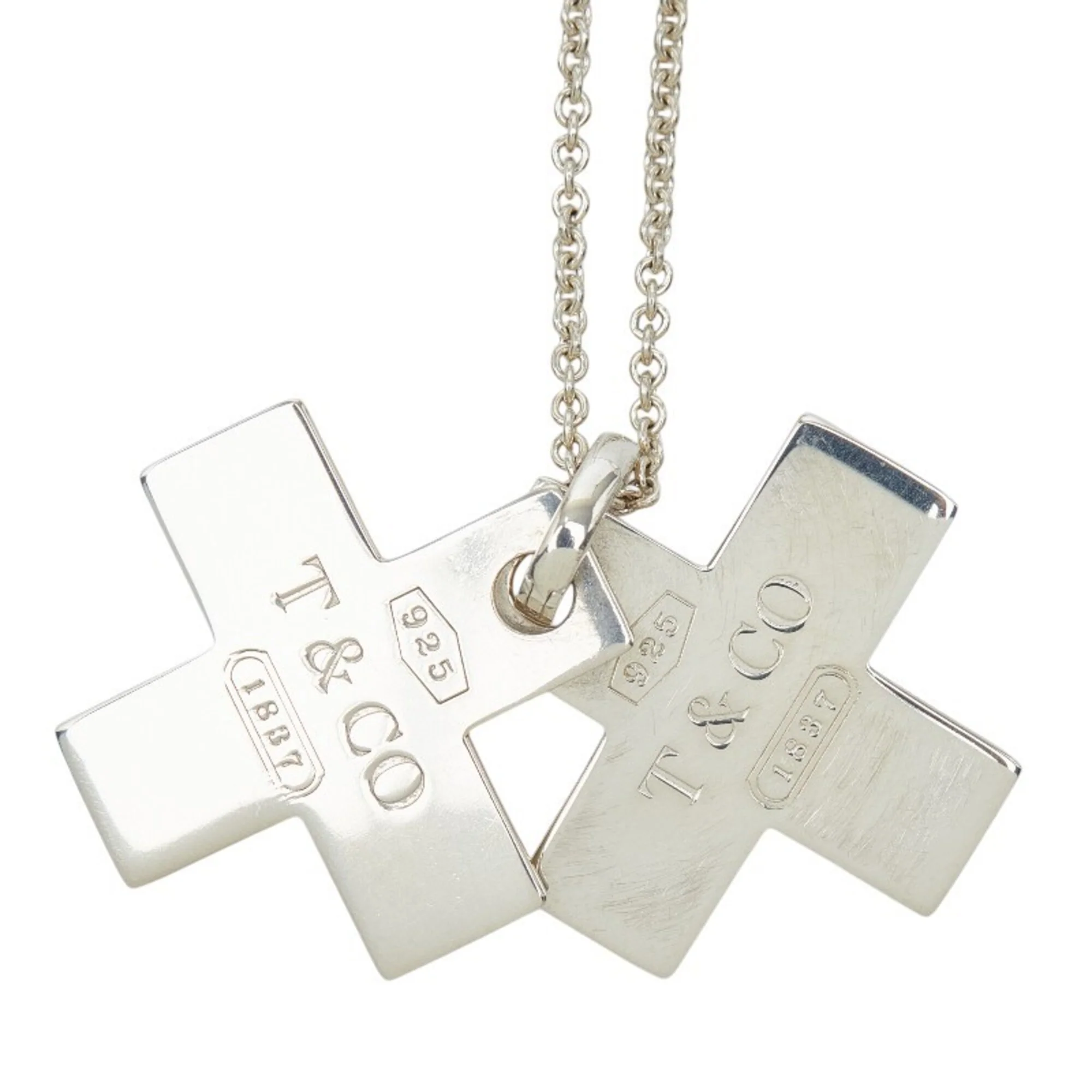 Double Cross Pendant Necklace Sterling Silver - Image 2