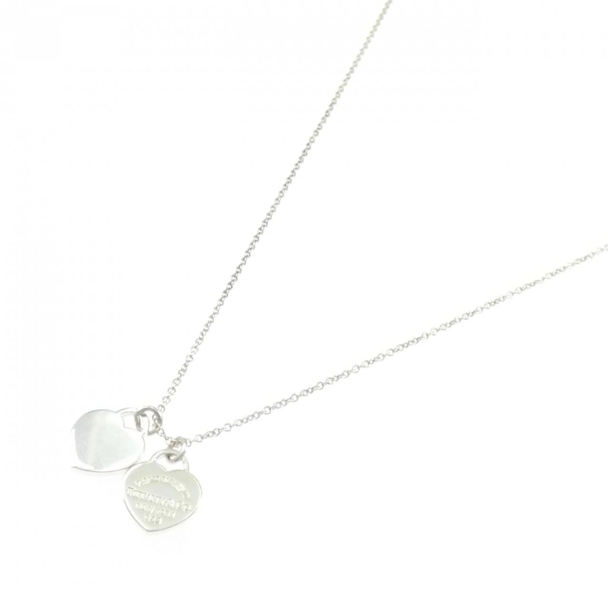 Double Heart Pendant Necklace Sterling Silver Mini - Image 2