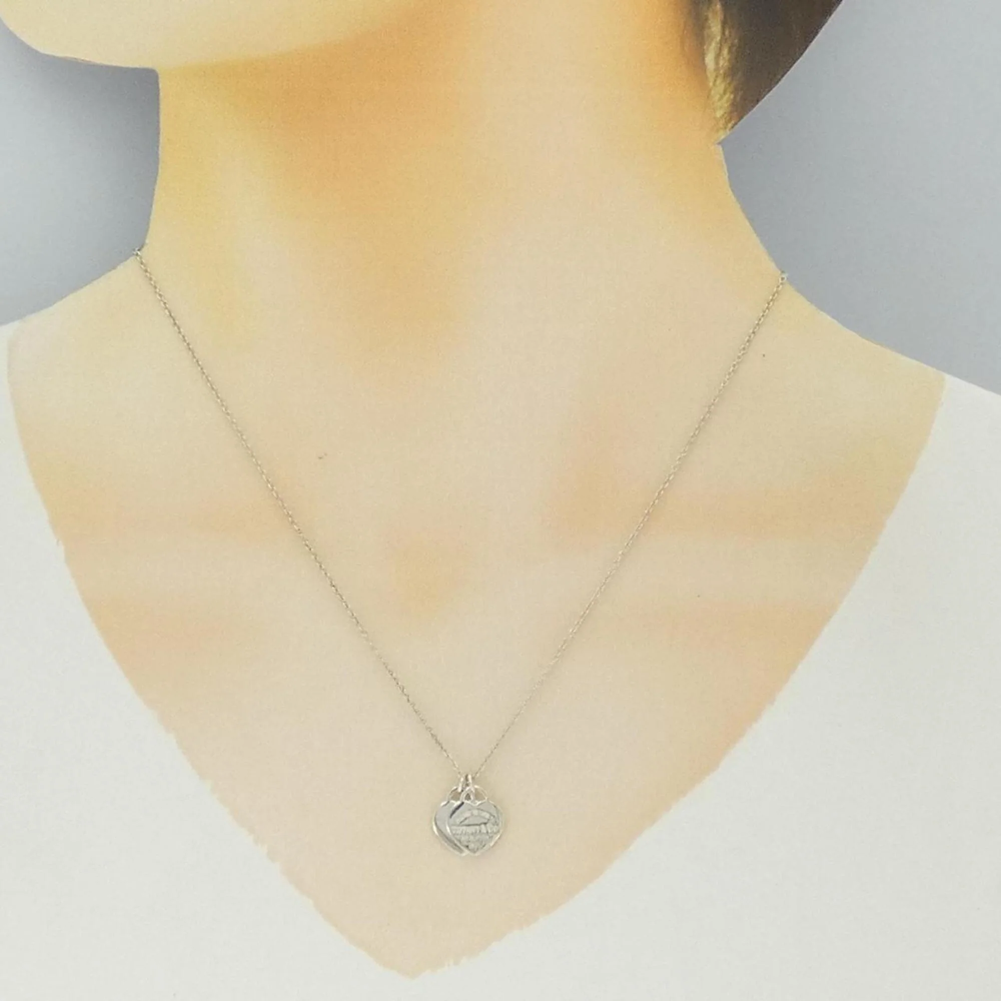 Double Heart Pendant Necklace Sterling Silver Mini - Image 6