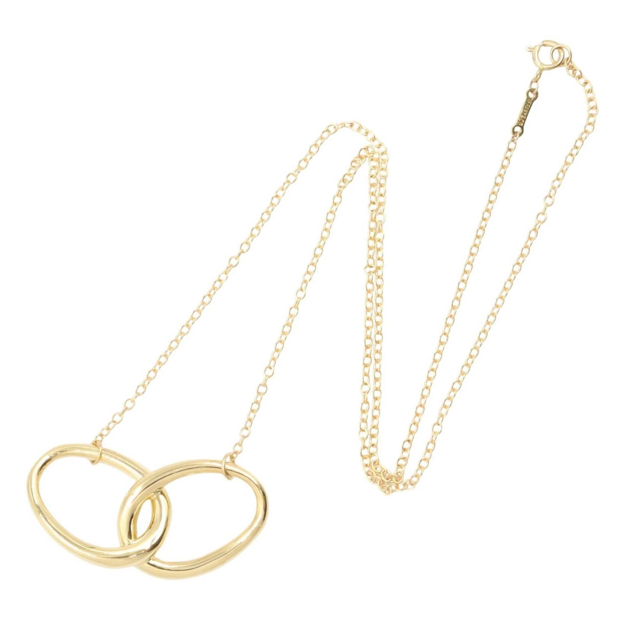 Double Loop Pendant Necklace 18K Yellow Gold - Image 2