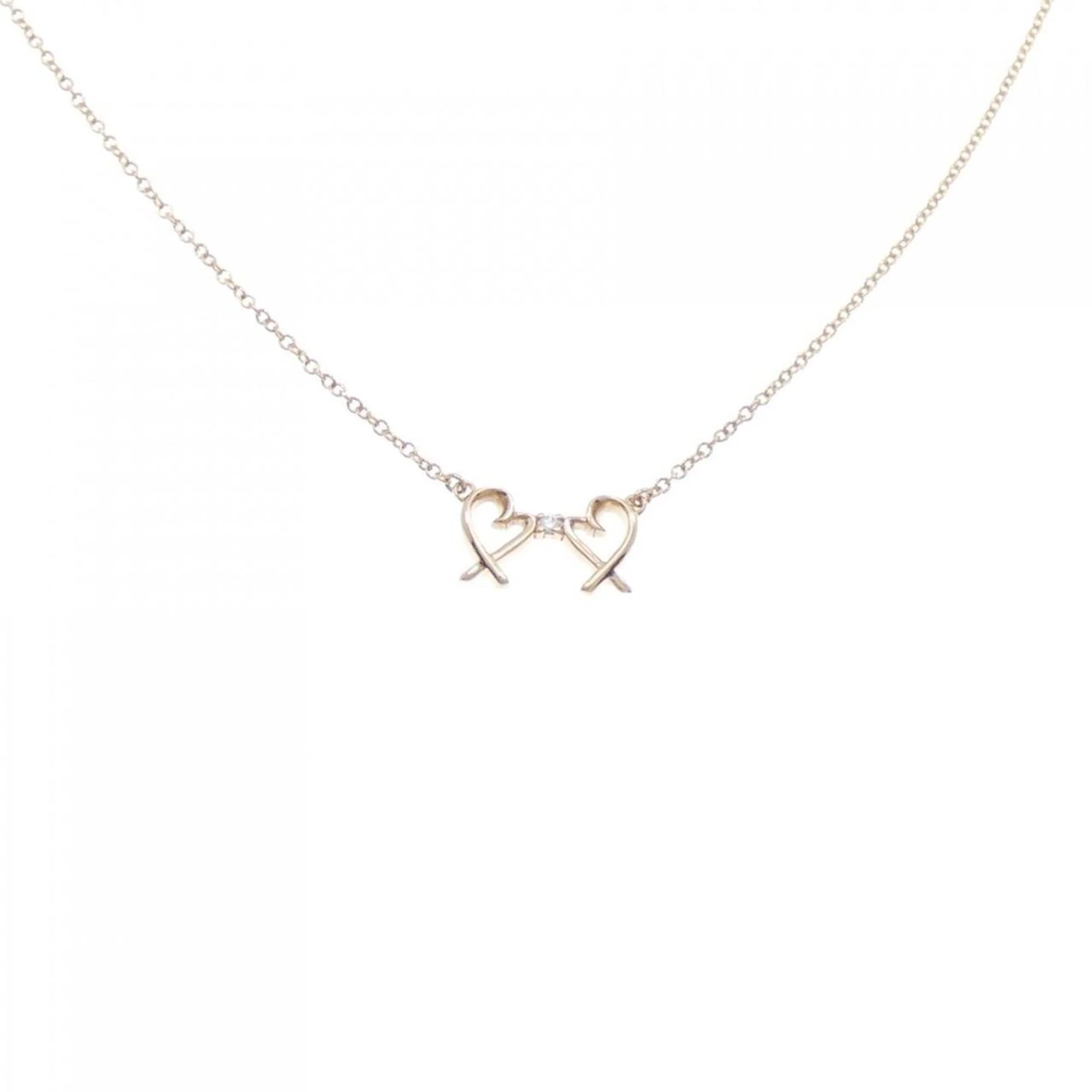 Double Loving Heart Pendant Necklace 18K Rose Gold