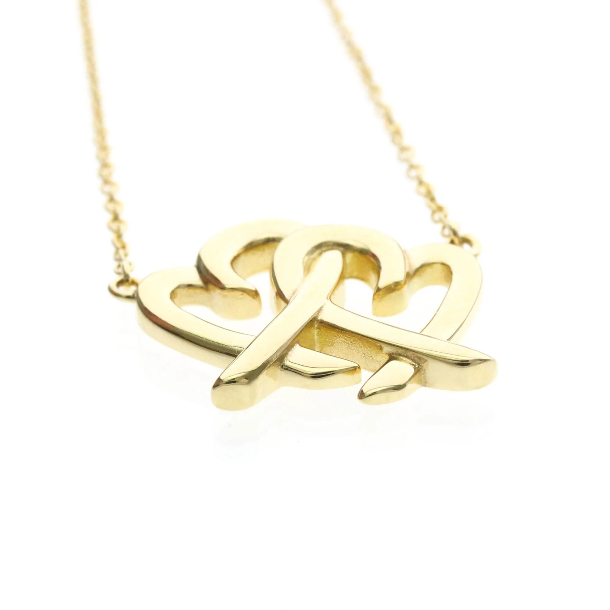 Double Loving Heart Pendant Necklace 18K Yellow Gold - Image 4