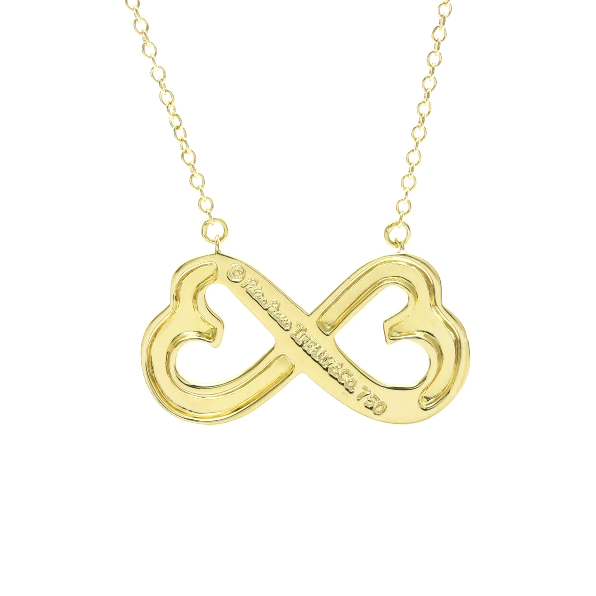 Double Loving Heart Pendant Necklace 18K Yellow Gold - Image 2