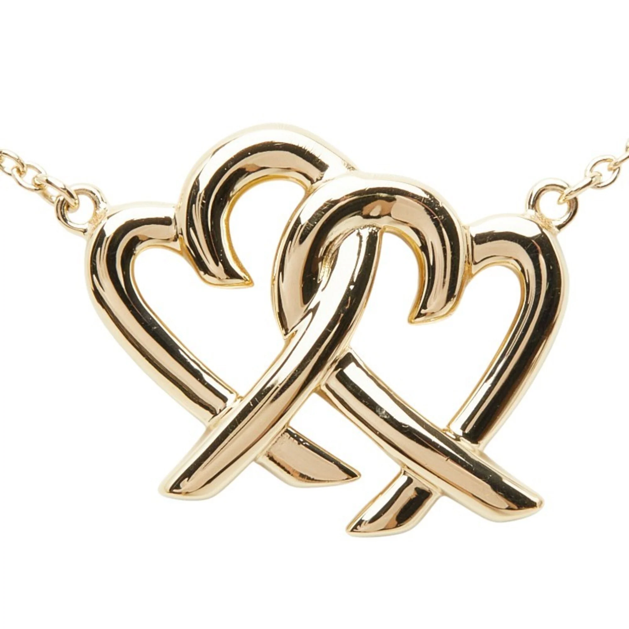 Double Loving Heart Pendant Necklace 18K Yellow Gold - Image 2