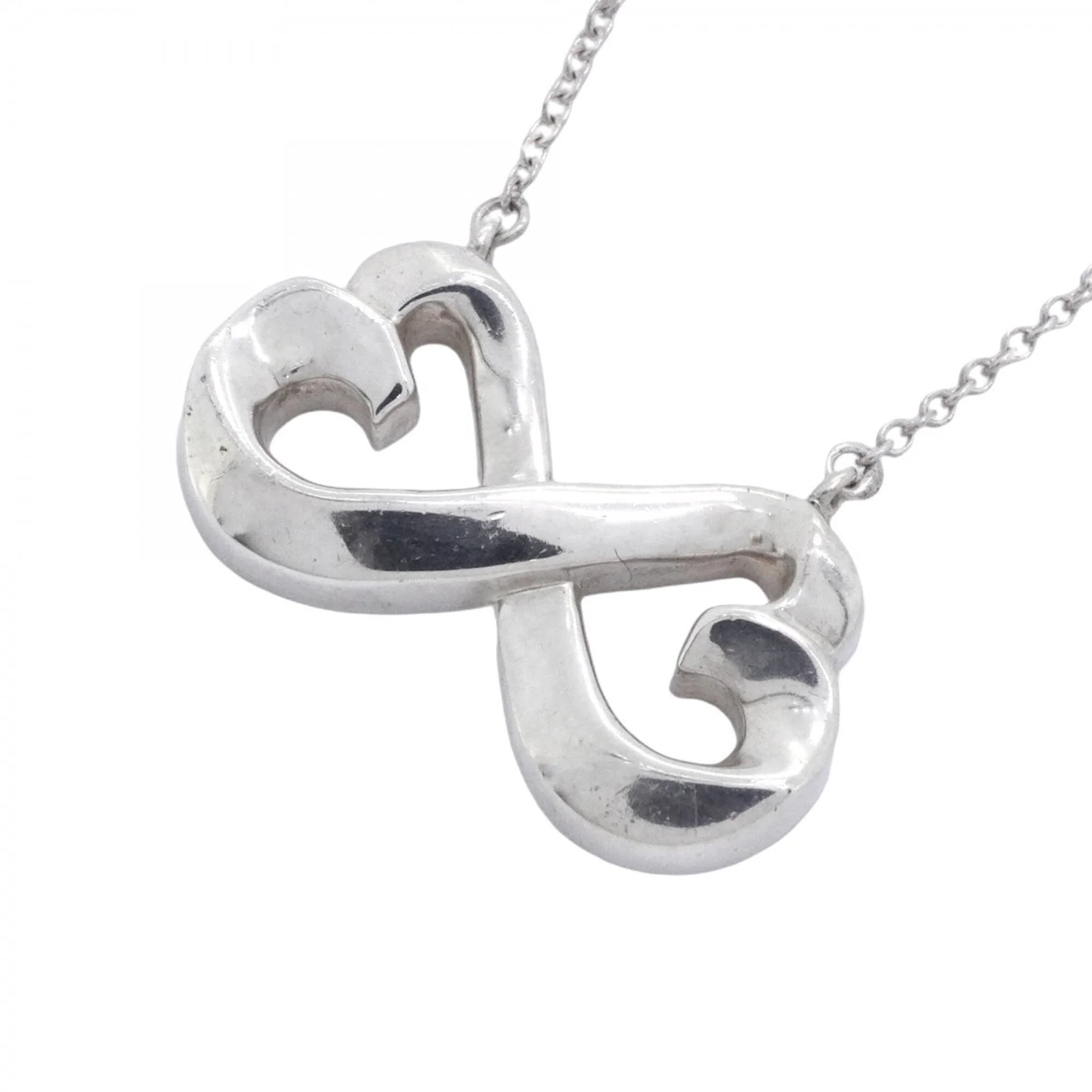 Double Loving Heart Pendant Necklace Sterling Silver