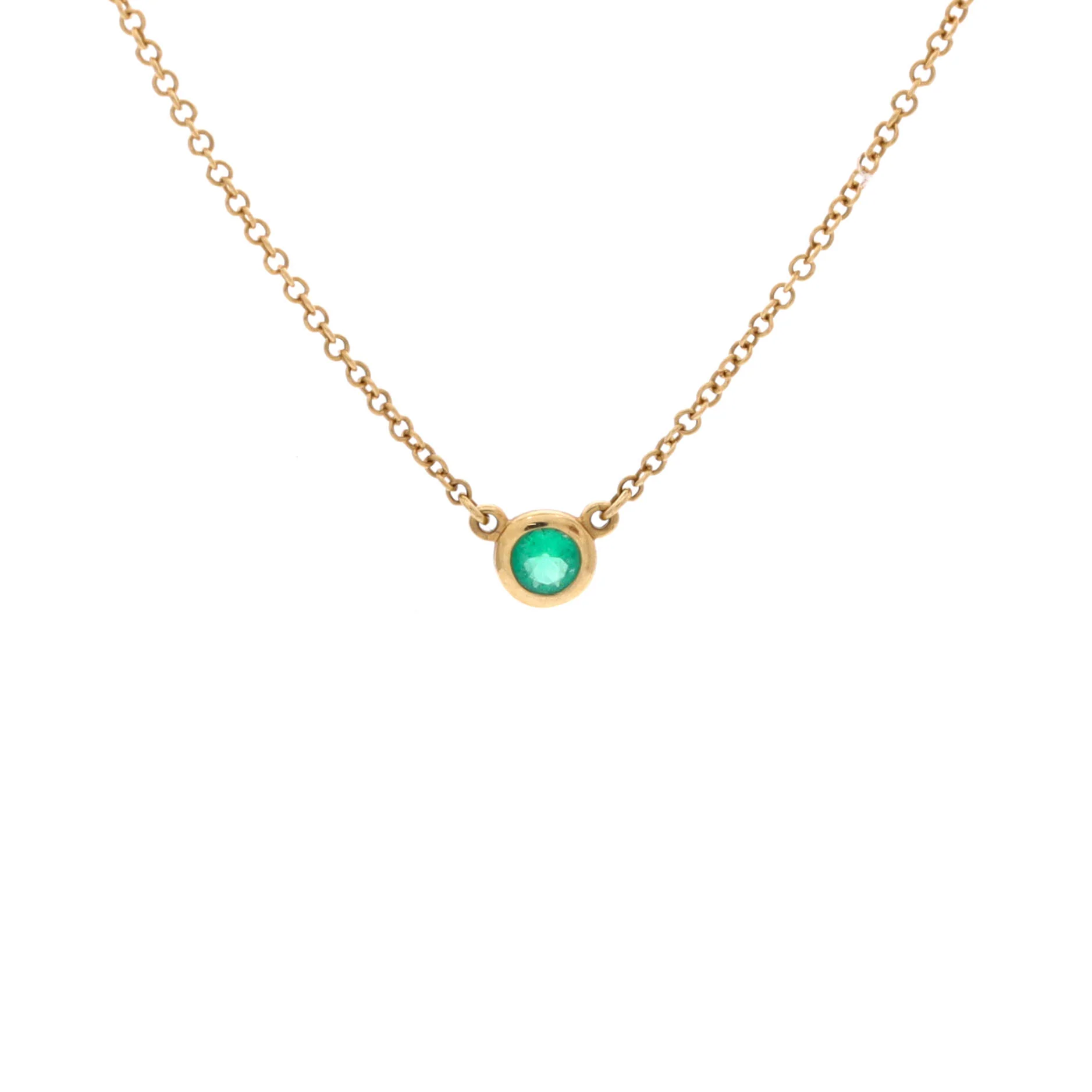 Elsa Peretti Color By The Yard Pendant Necklace 18K Yellow Gold with Emerald .07CT