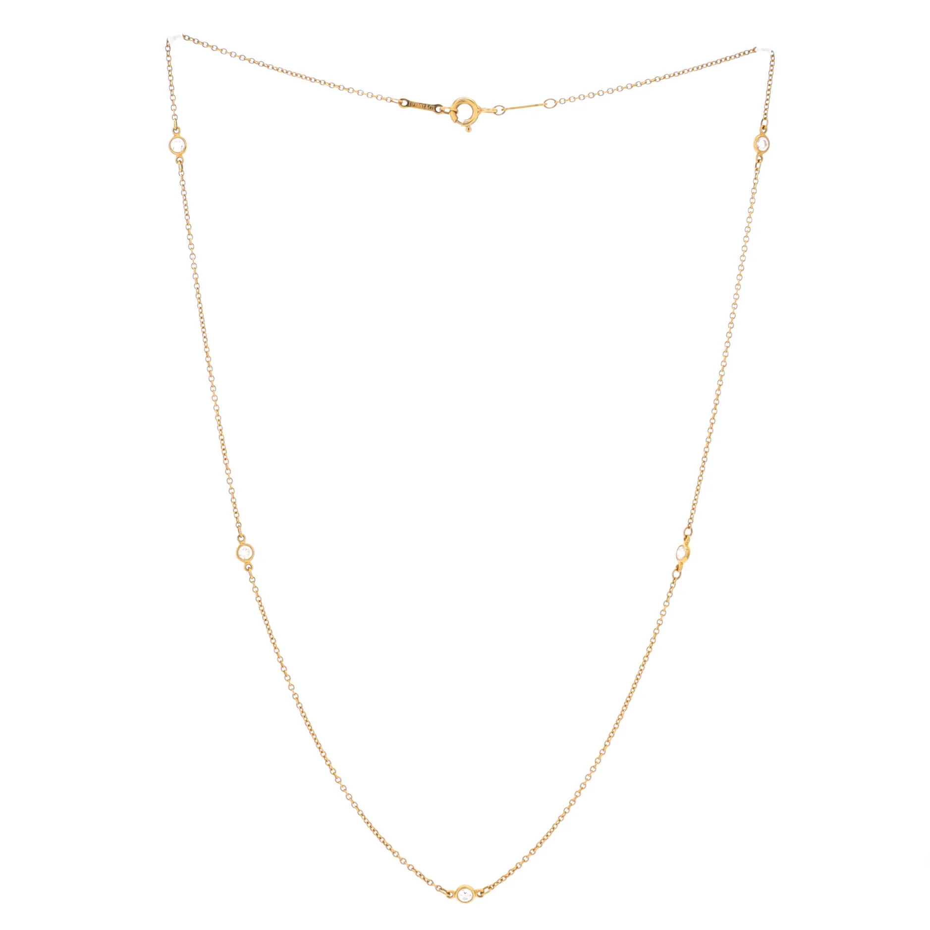 Elsa Peretti Diamonds By The Yard 5 Stone Necklace 18K Yellow Gold and Diamonds 0.30CT - Image 2