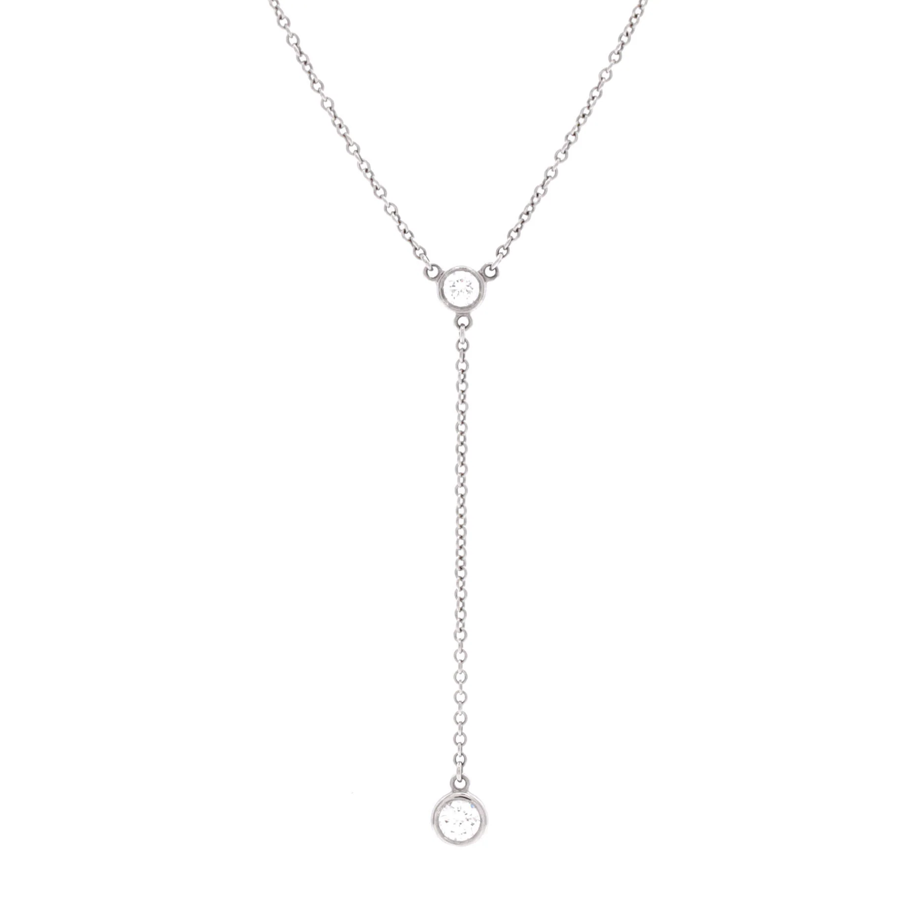 Elsa Peretti Diamonds By The Yard Lariat Necklace Platinum with Diamonds .19CT