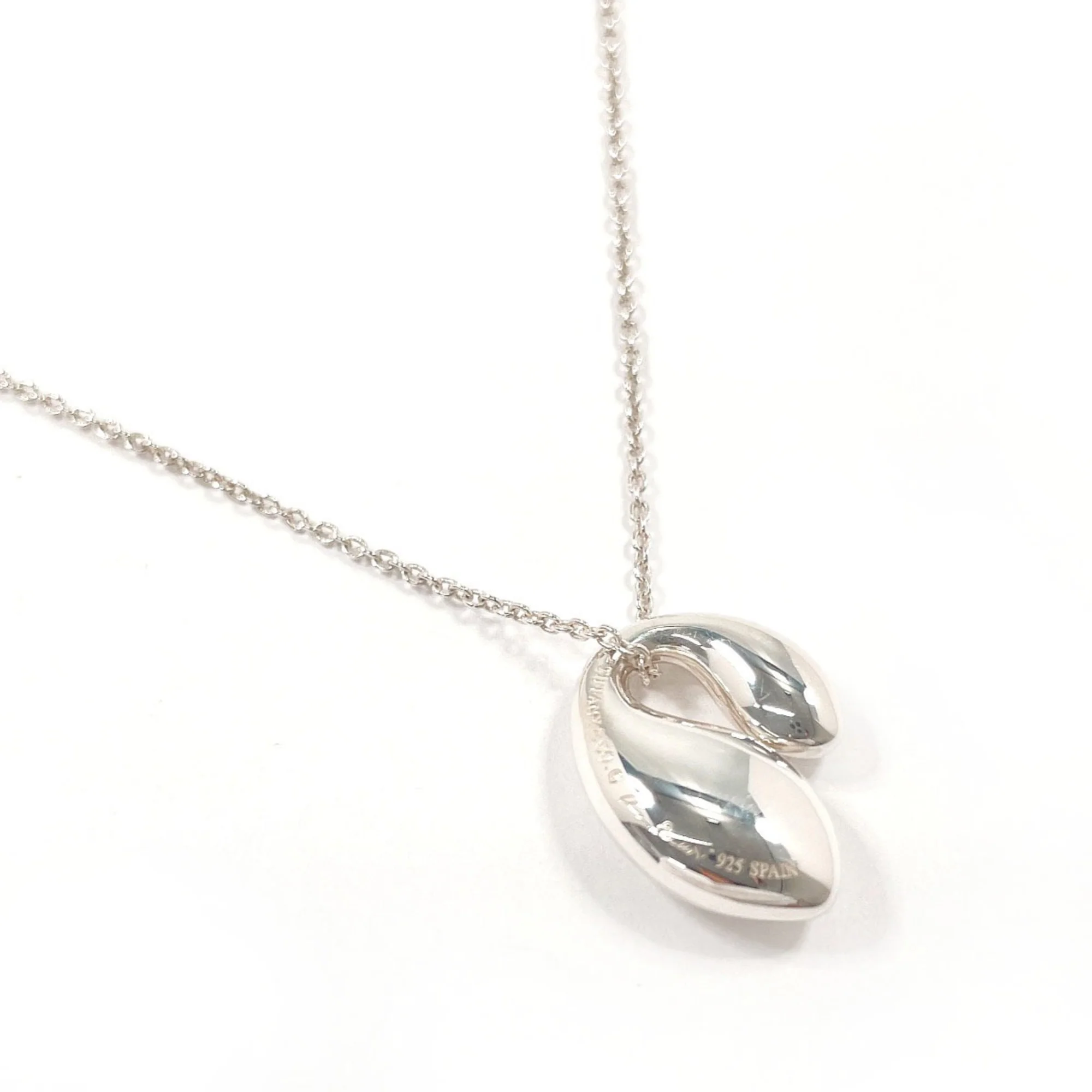 Elsa Peretti Double Teardrop Pendant Necklace Sterling Silver 16mm - Image 2