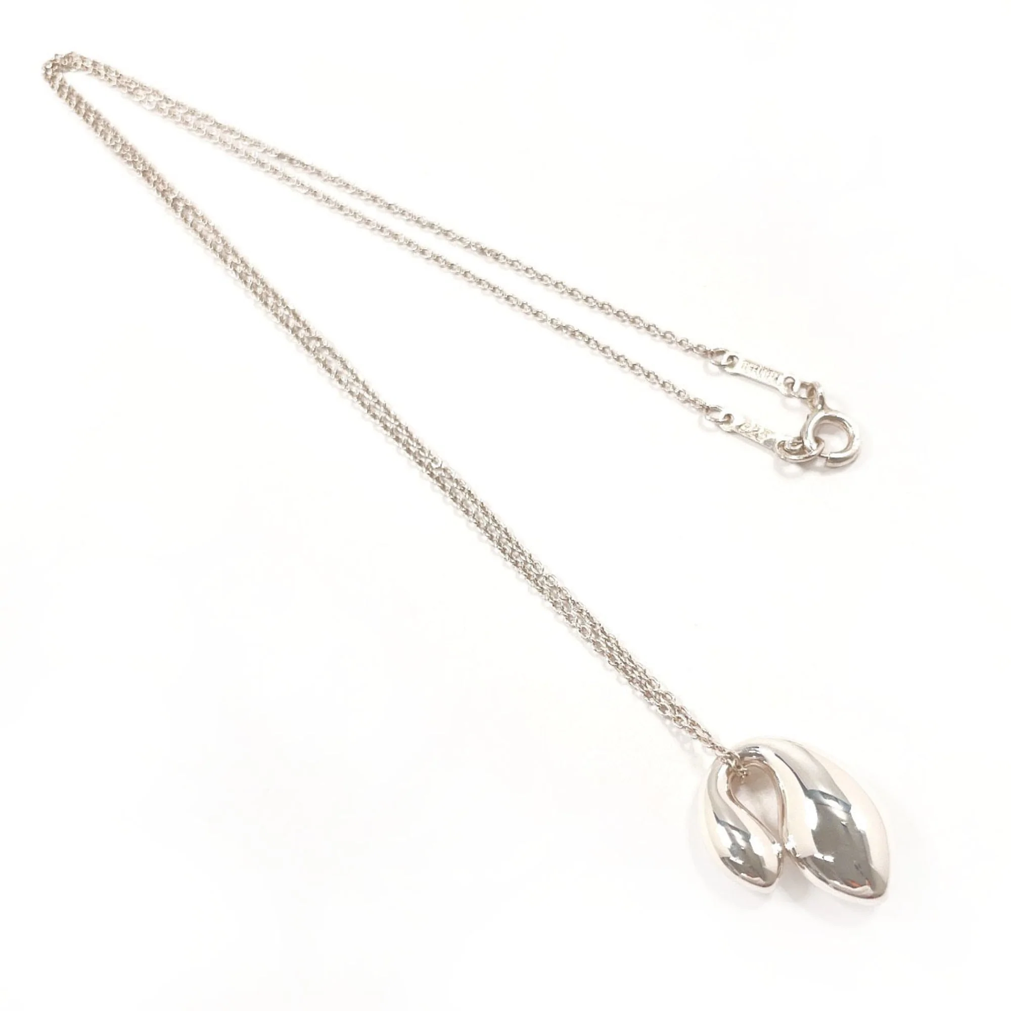 Elsa Peretti Double Teardrop Pendant Necklace Sterling Silver 16mm - Image 3
