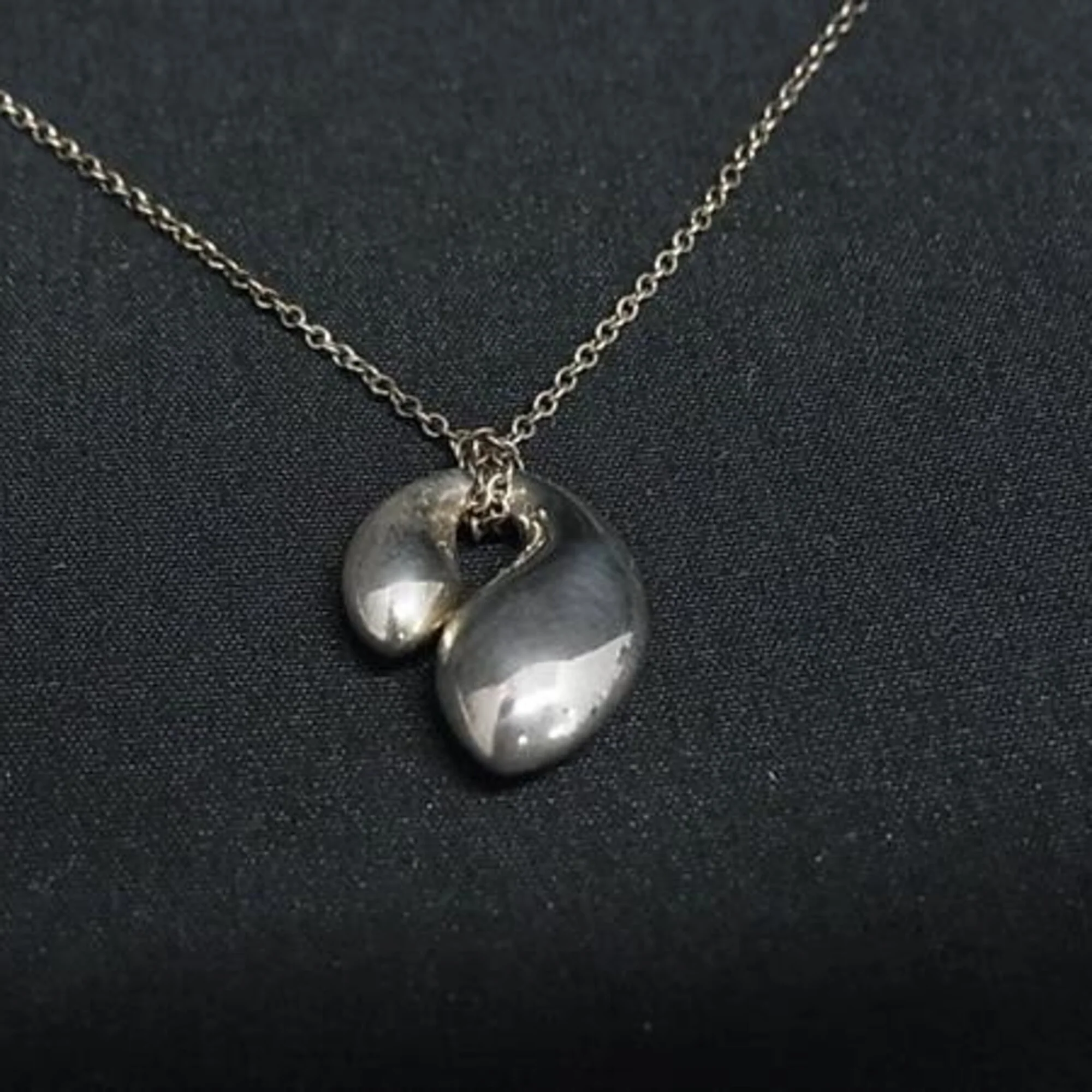 Elsa Peretti Double Teardrop Pendant Necklace Sterling Silver 17mm - Image 2