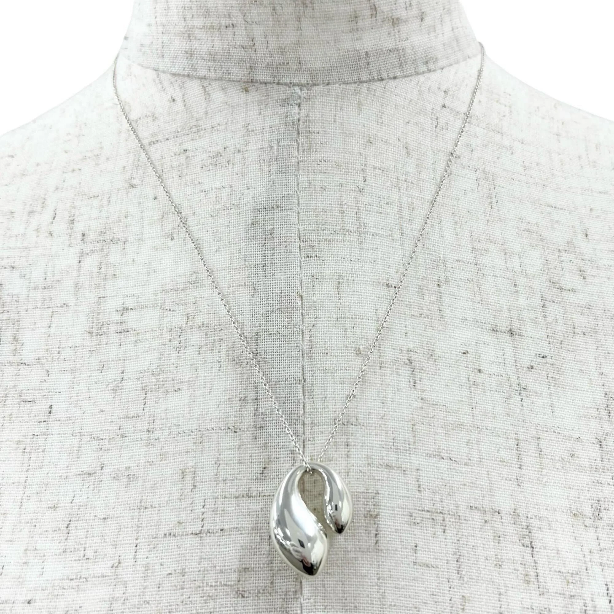 Elsa Peretti Double Teardrop Pendant Necklace Sterling Silver 25mm - Image 3