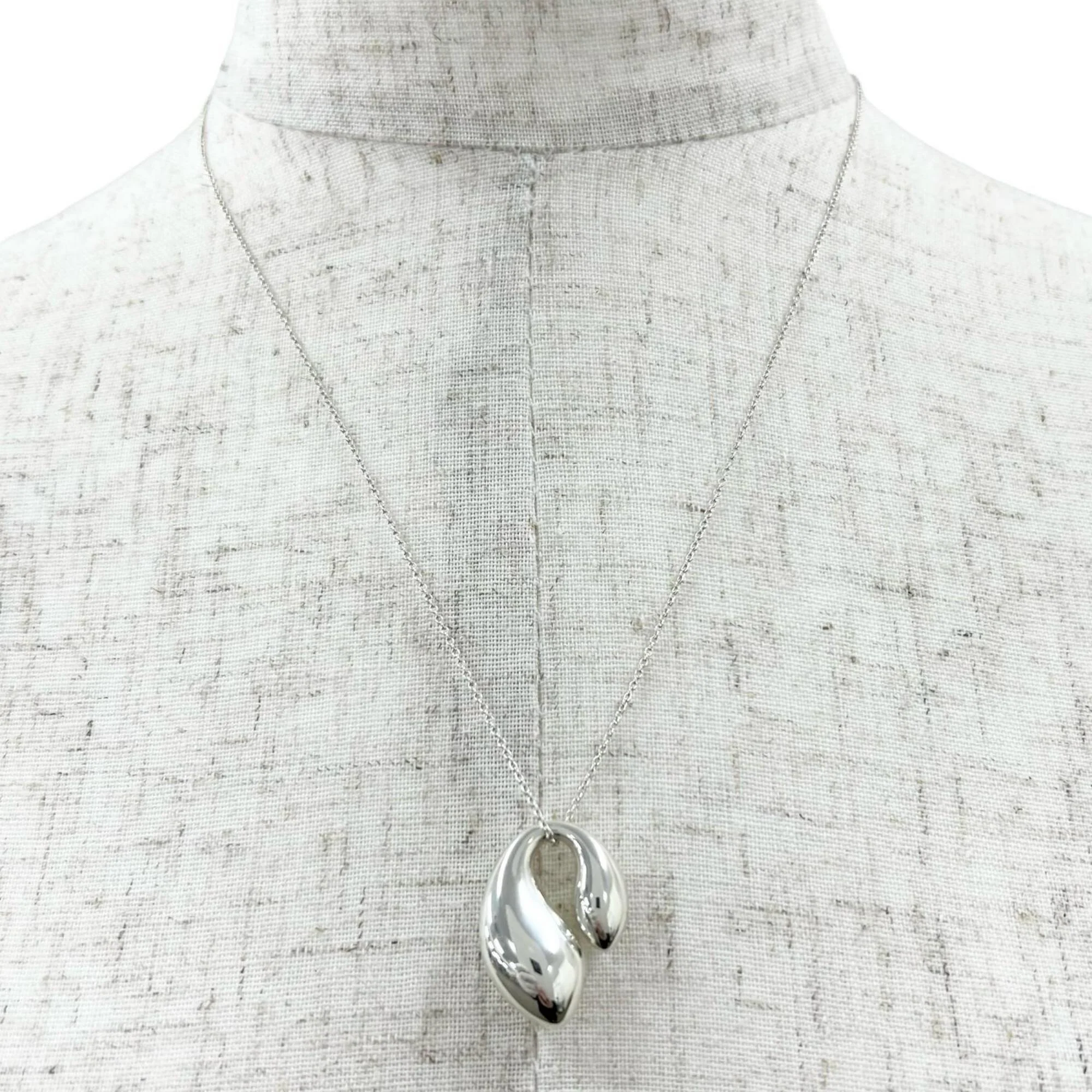 Elsa Peretti Double Teardrop Pendant Necklace Sterling Silver 2.5mm - Image 3