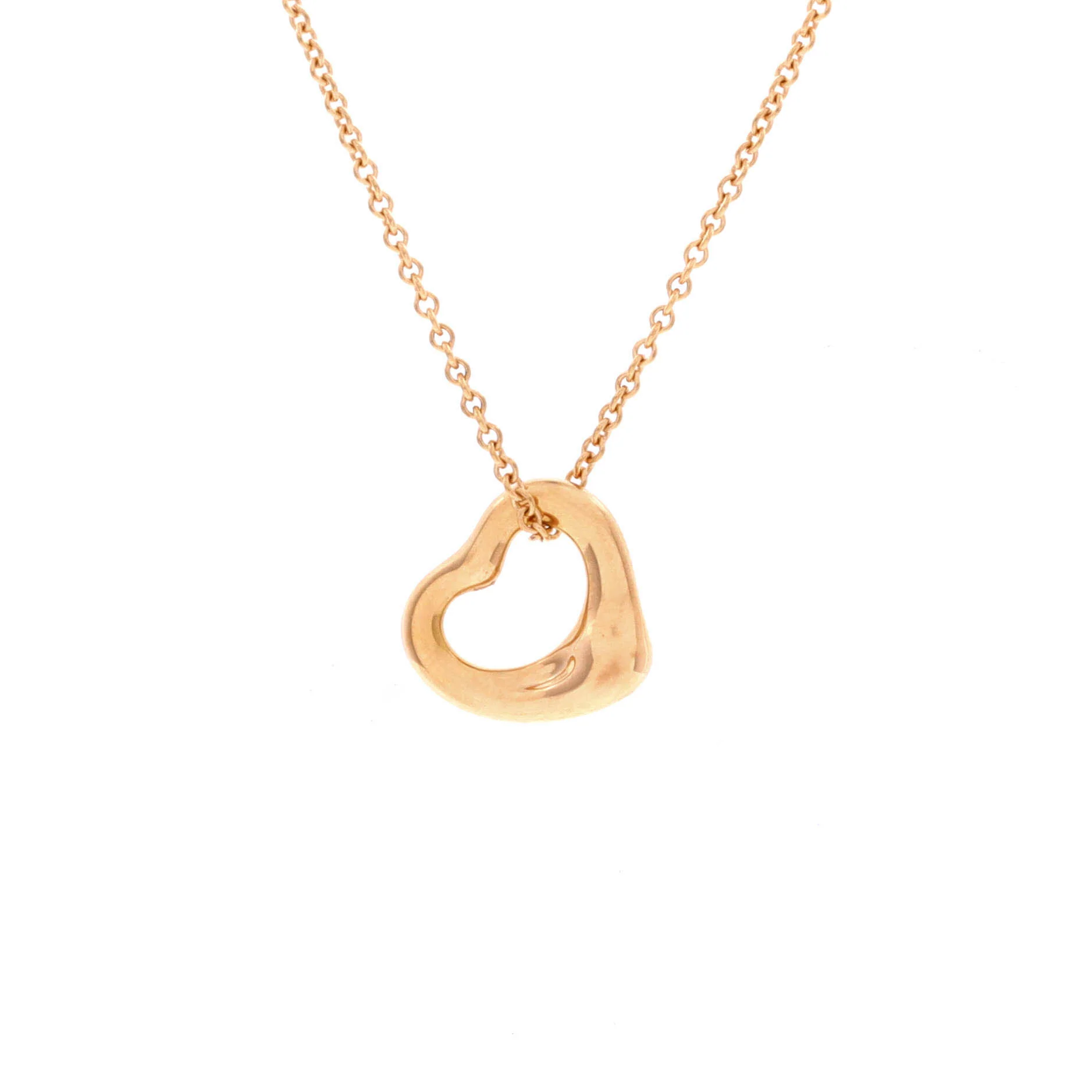 Elsa Peretti Open Heart Pendant Necklace 18K Rose Gold 11mm