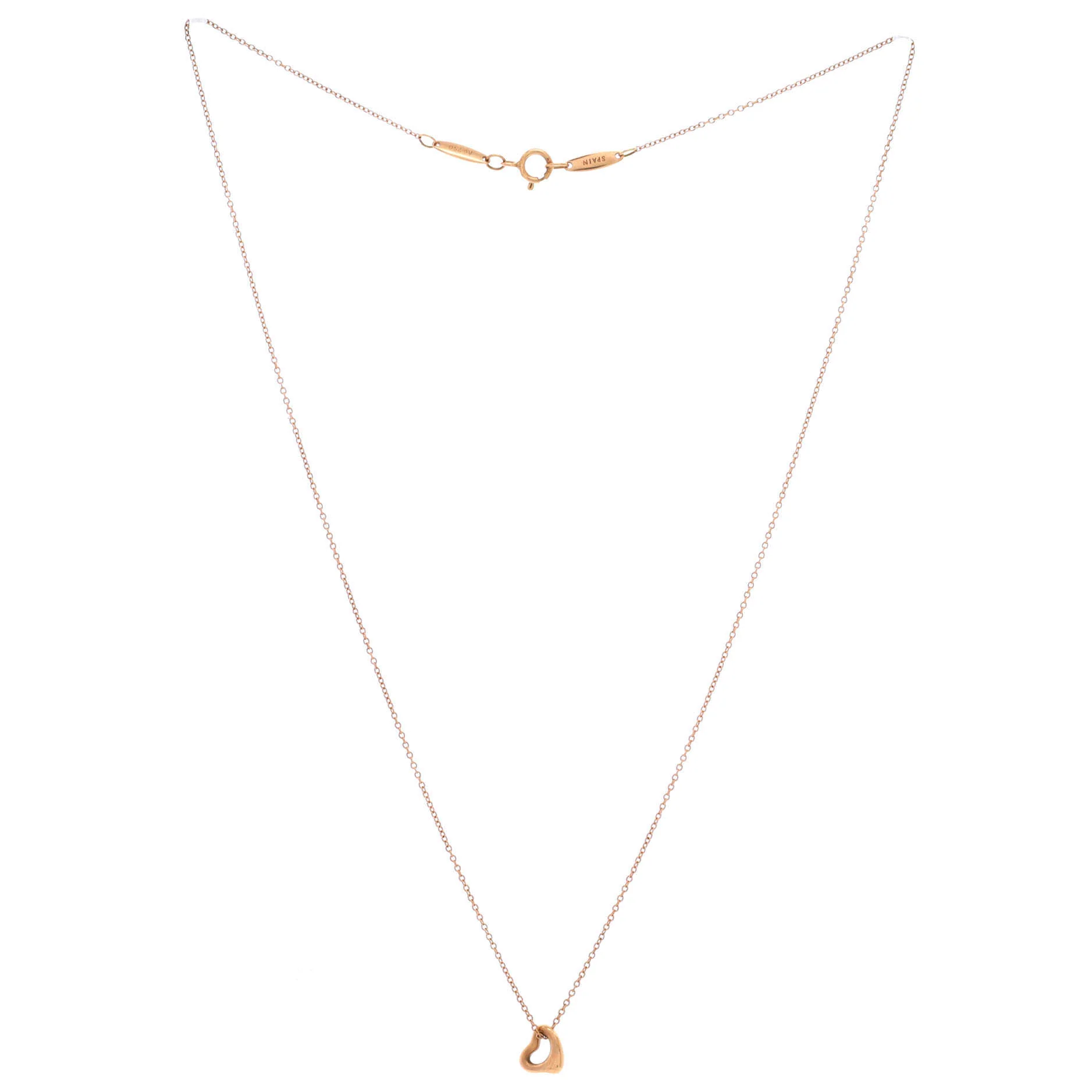 Elsa Peretti Open Heart Pendant Necklace 18K Rose Gold 7mm - Image 3