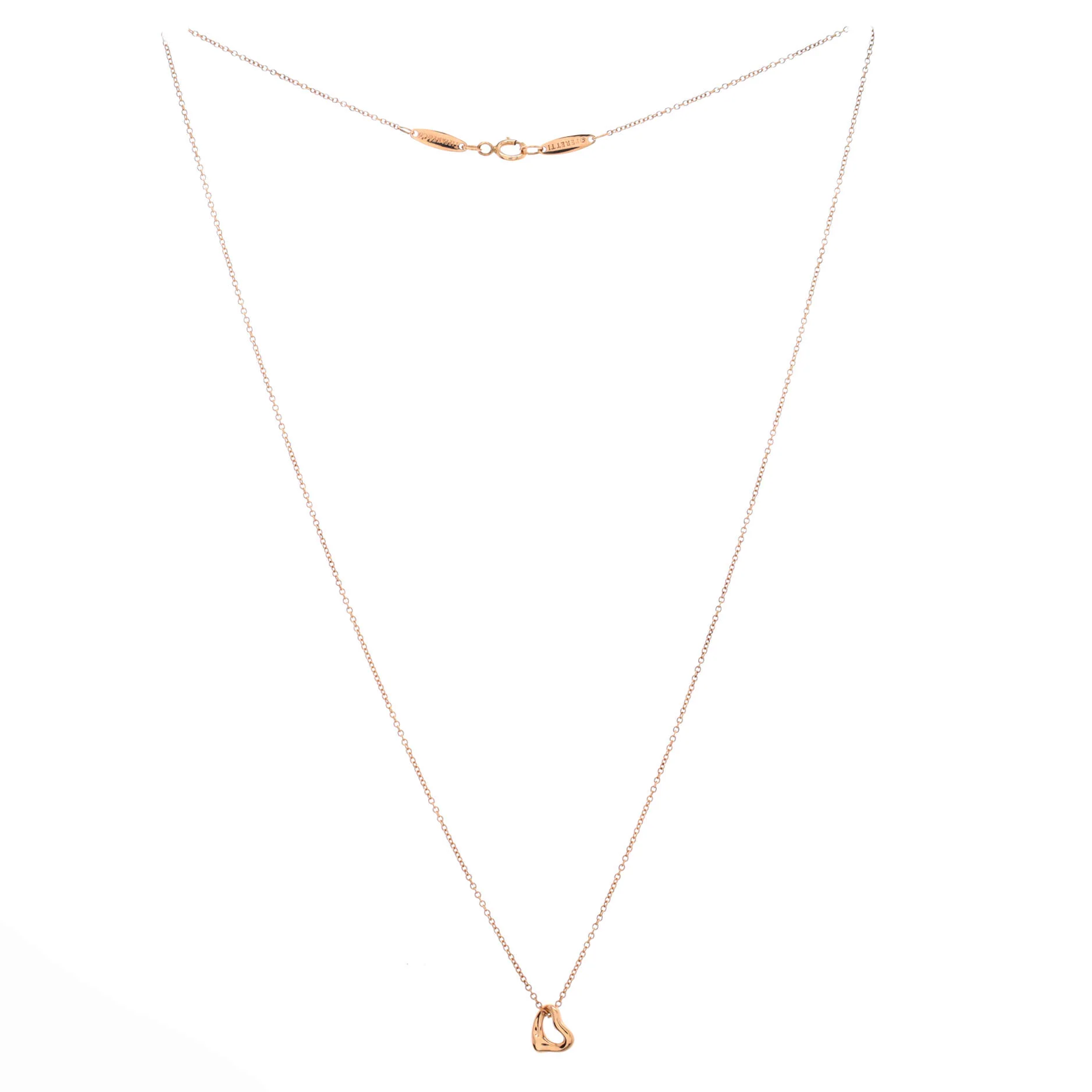 Elsa Peretti Open Heart Pendant Necklace 18K Rose Gold 7mm - Image 2