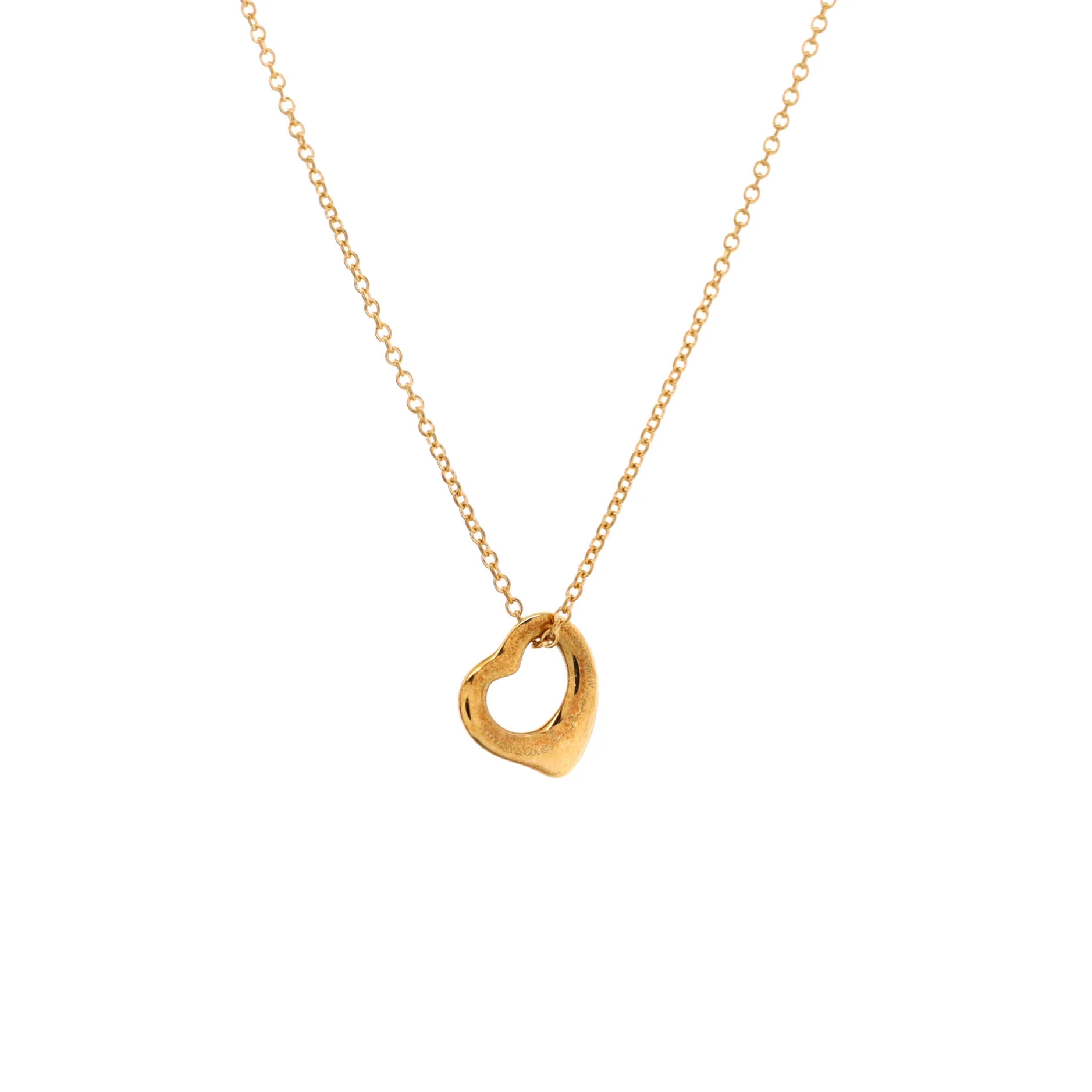 Elsa Peretti Open Heart Pendant Necklace 18K Yellow Gold 11mm