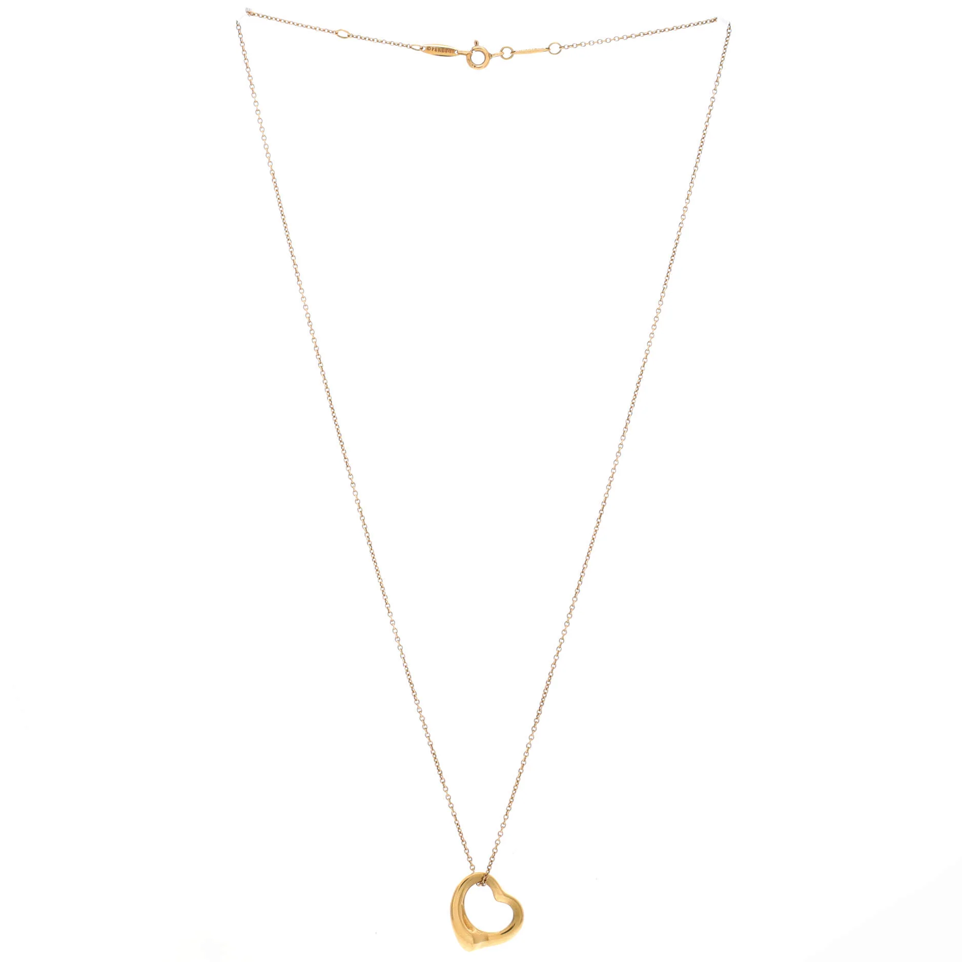 Elsa Peretti Open Heart Pendant Necklace 18K Yellow Gold 16mm - Image 3