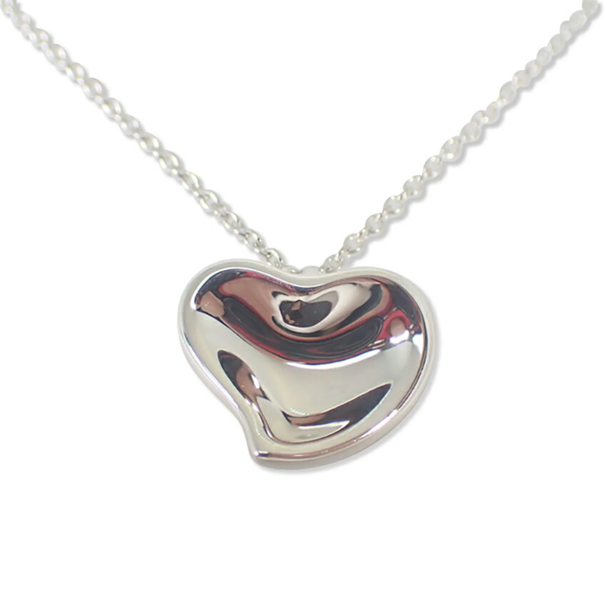 Full Heart Pendant Necklace Sterling Silver
