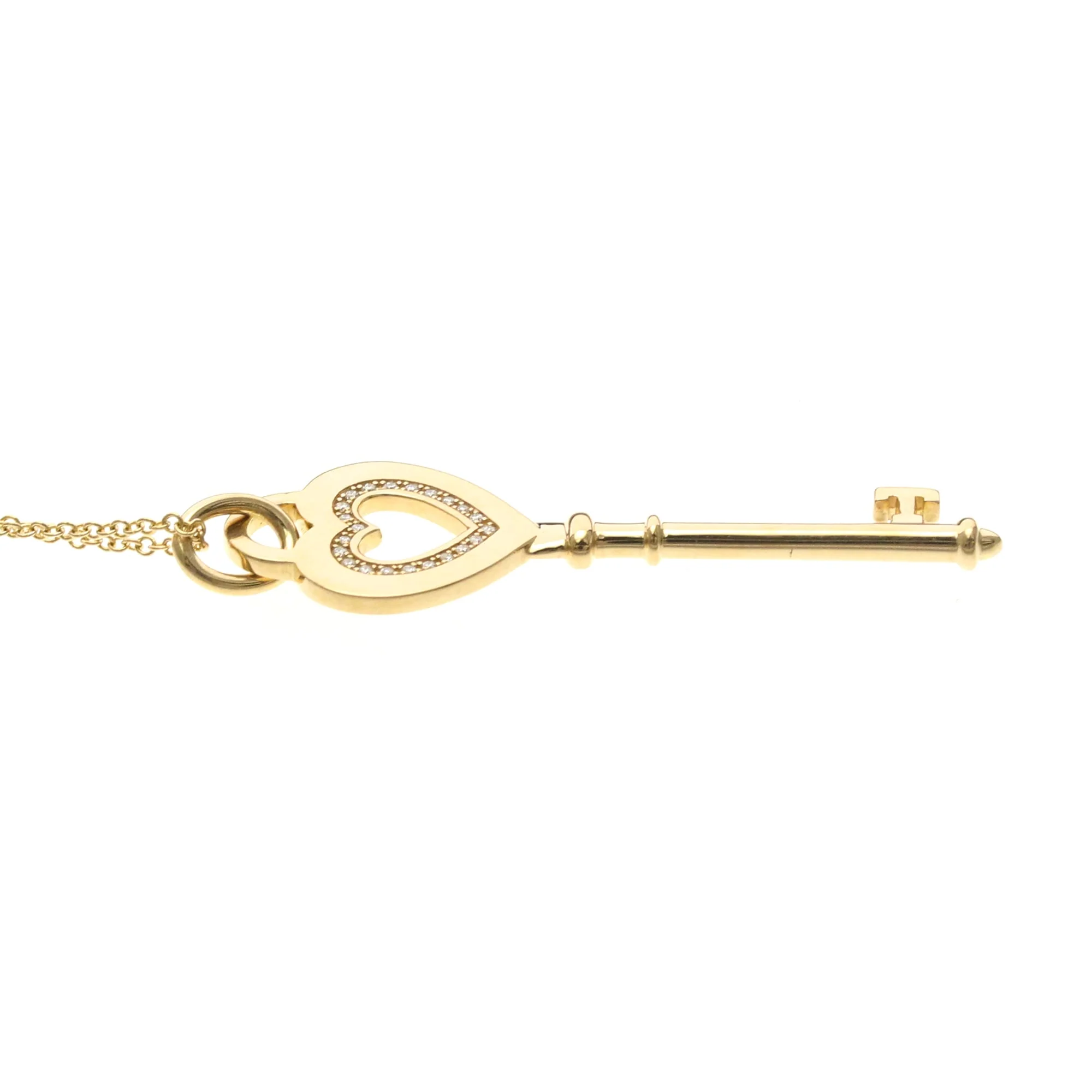 Heart Key Pendant Necklace 18K Rose Gold with Diamond - Image 5