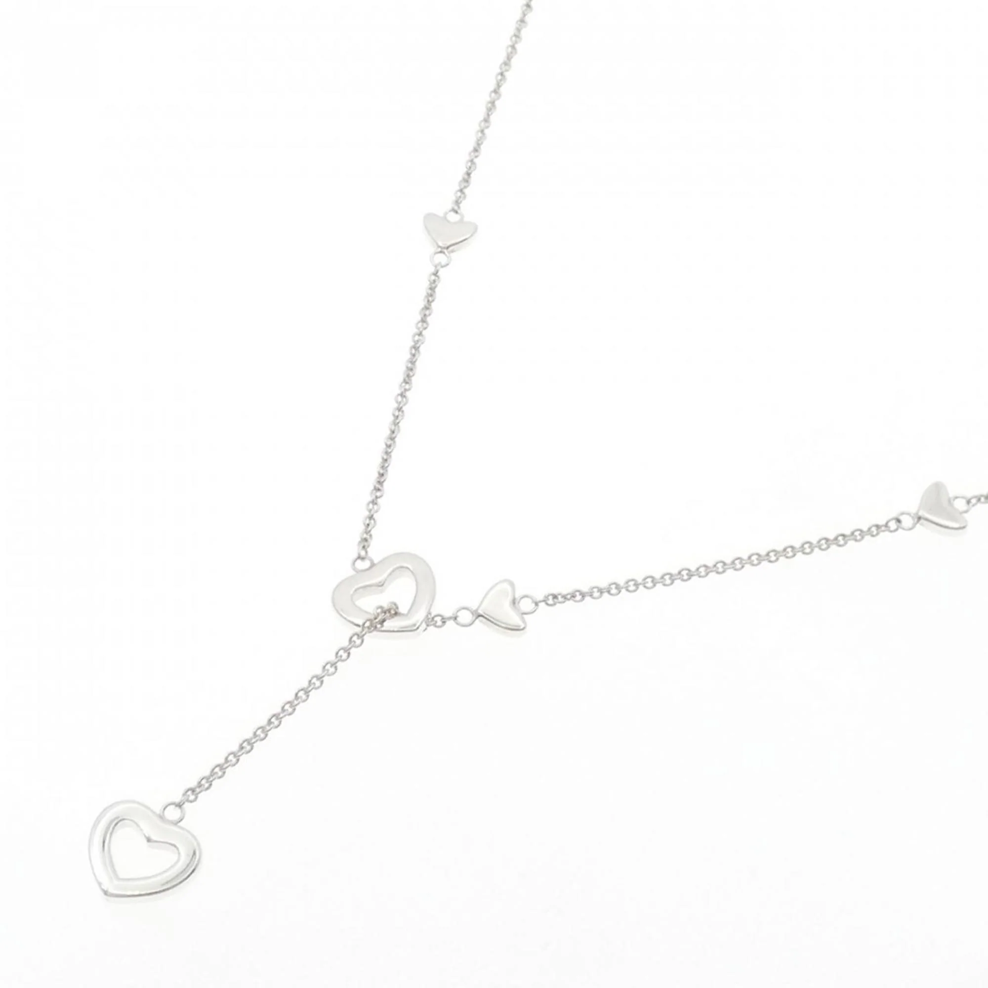 Heart Link Lariat Pendant Necklace Sterling Silver - Image 2