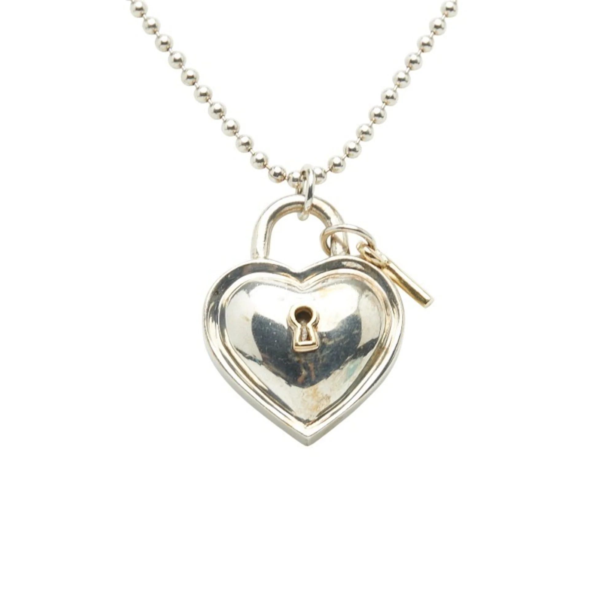Heart Lock Pendant Necklace Sterling Silver and 18K Yellow Gold - Image 2