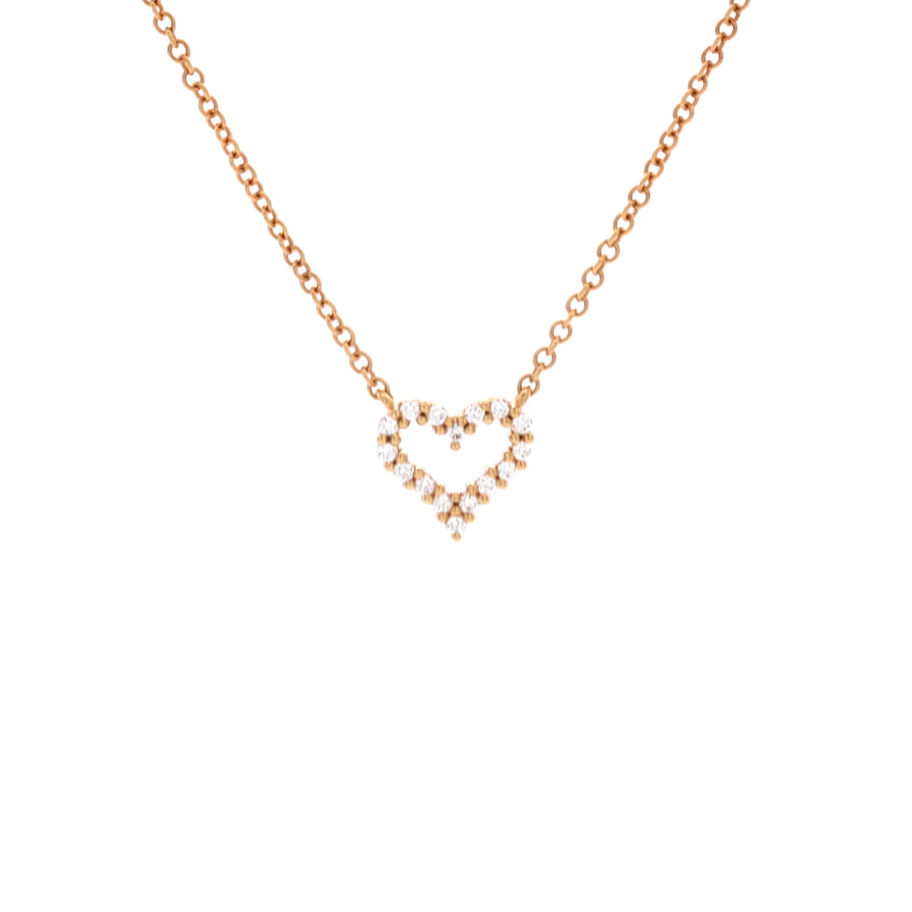 Heart Pendant Necklace 18K Rose Gold and Diamond Extra Mini