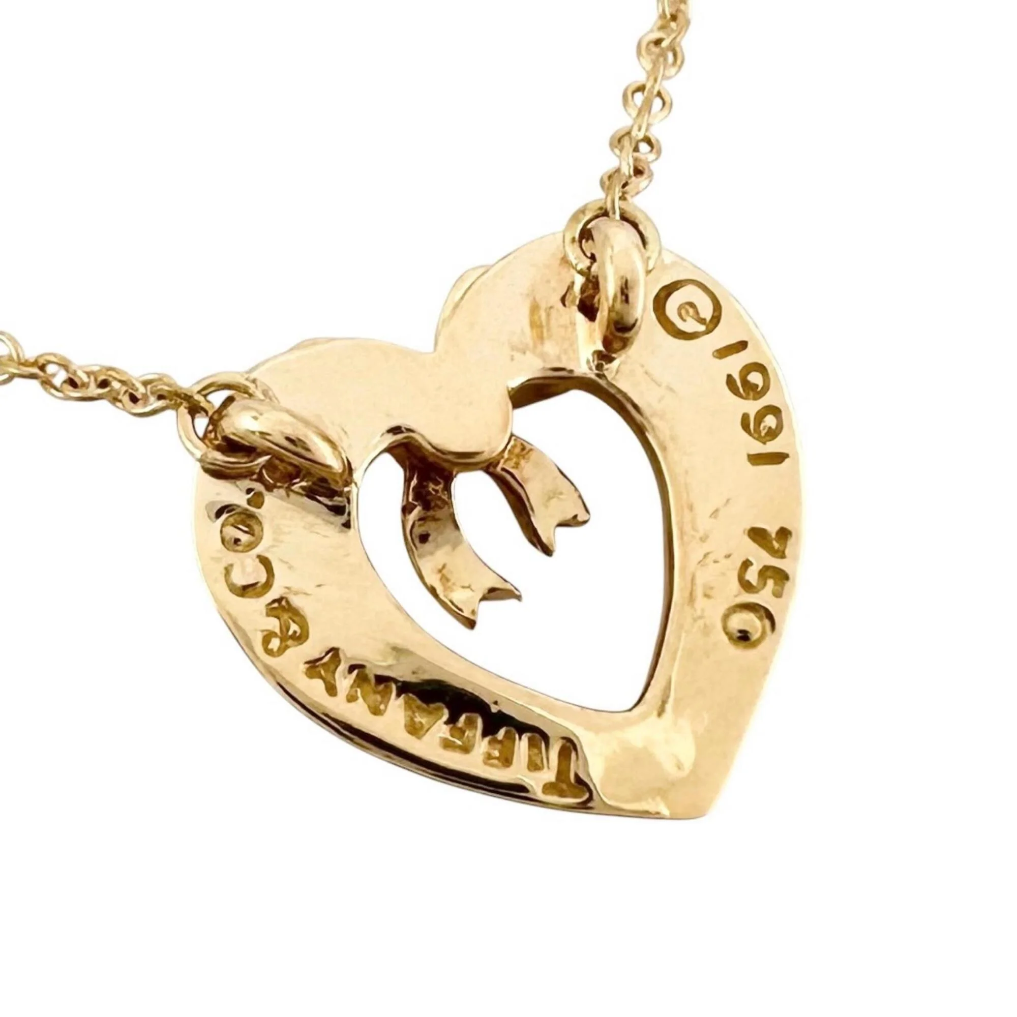 Heart Ribbon Pendant Necklace 18K Gold - Image 2