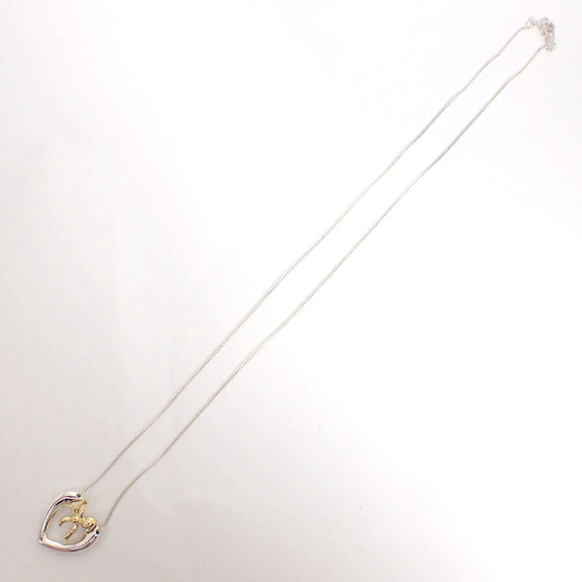 Heart Ribbon Pendant Necklace Sterling Silver and 18K Yellow Gold - Image 5