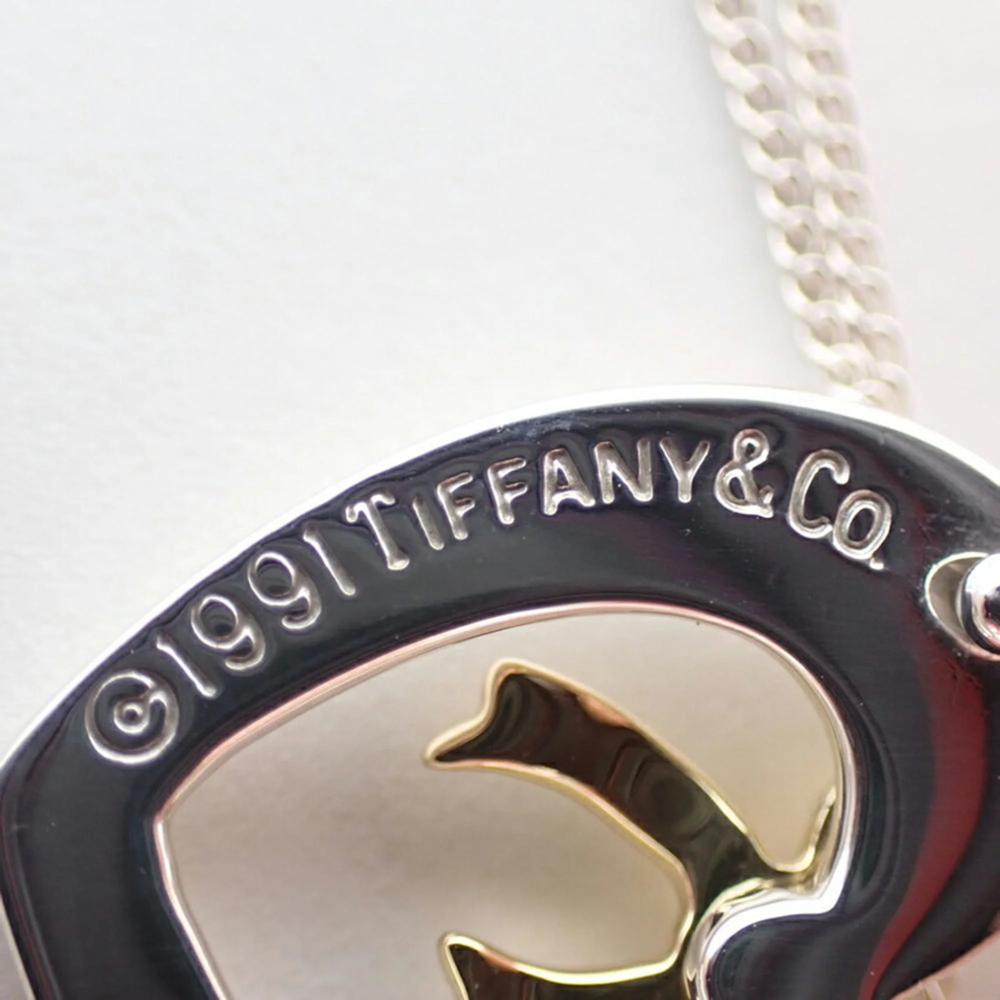 Heart Ribbon Pendant Necklace Sterling Silver and 18K Yellow Gold - Image 8