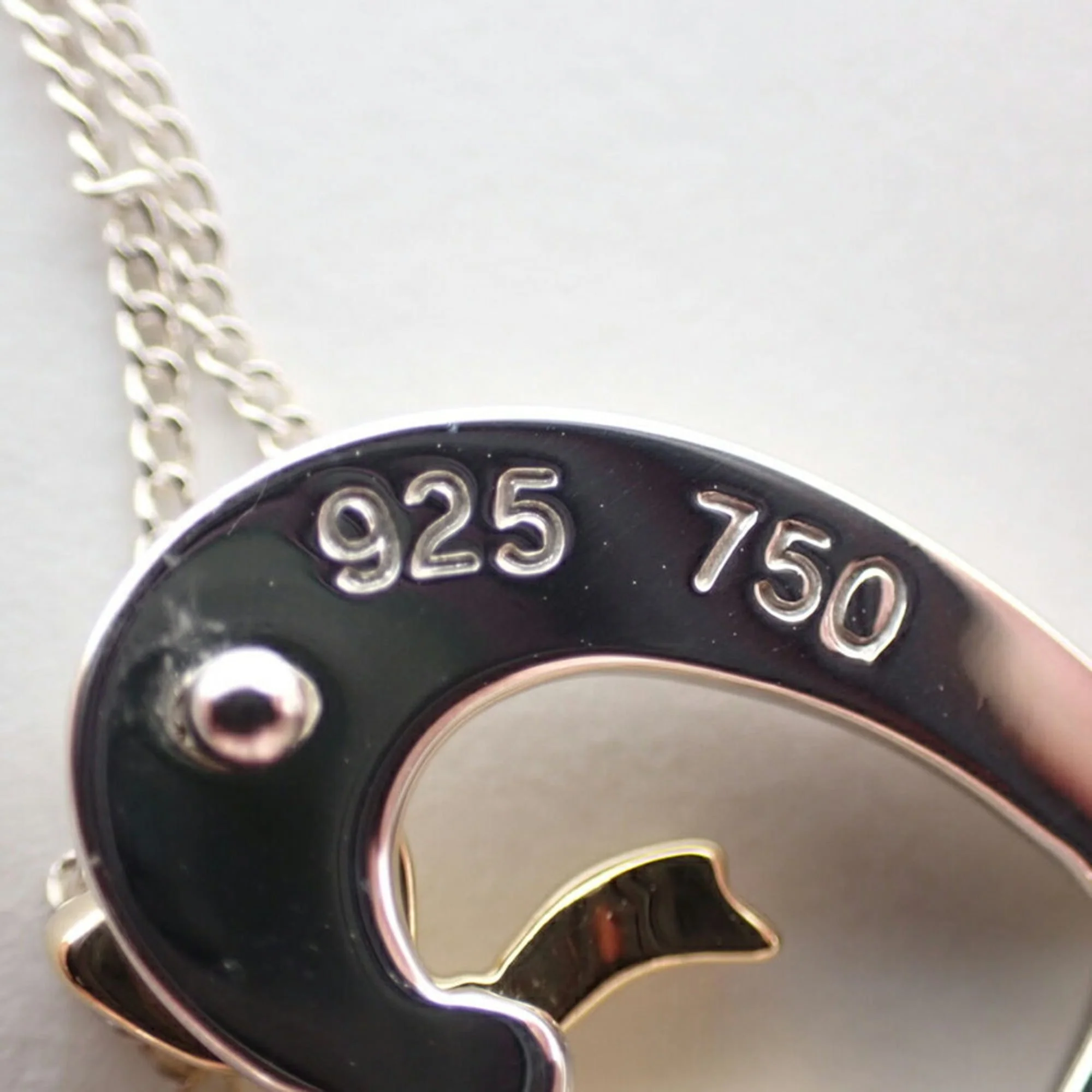 Heart Ribbon Pendant Necklace Sterling Silver and 18K Yellow Gold - Image 9