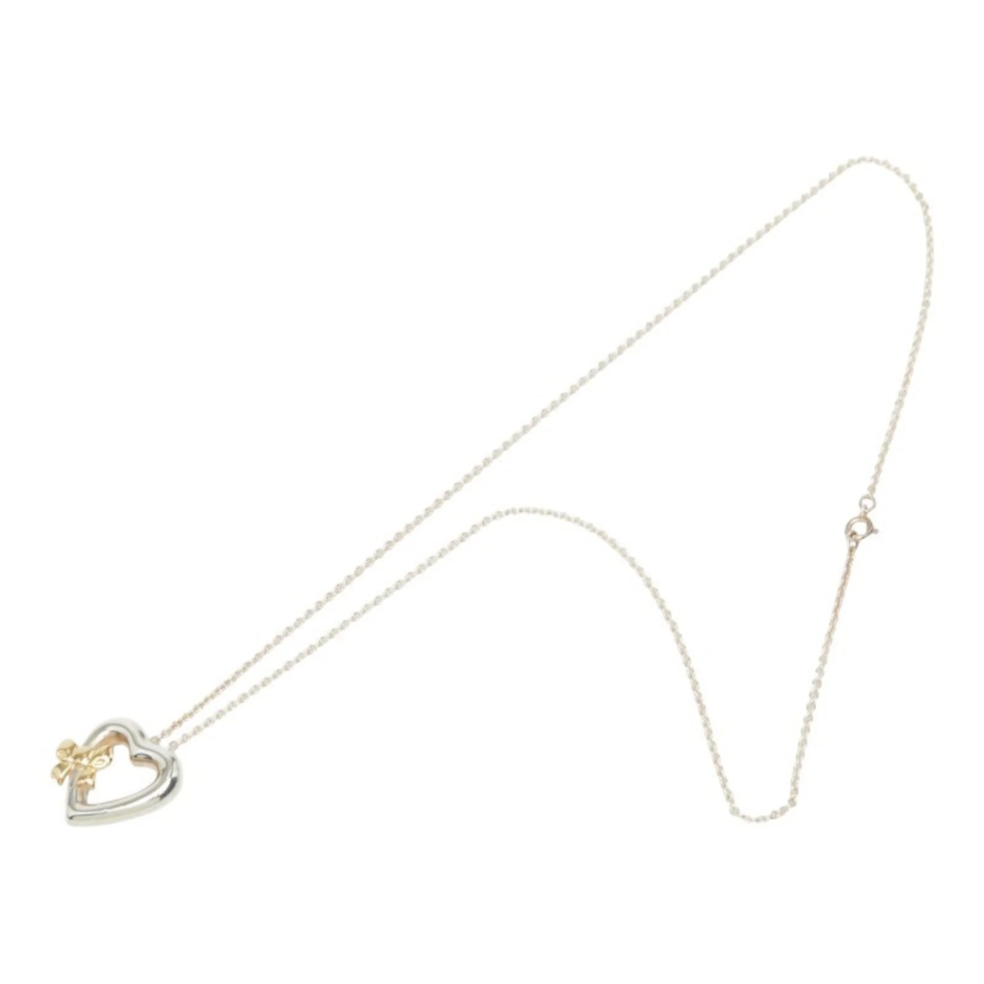 Heart Ribbon Pendant Necklace Sterling Silver and 18K Yellow Gold - Image 4