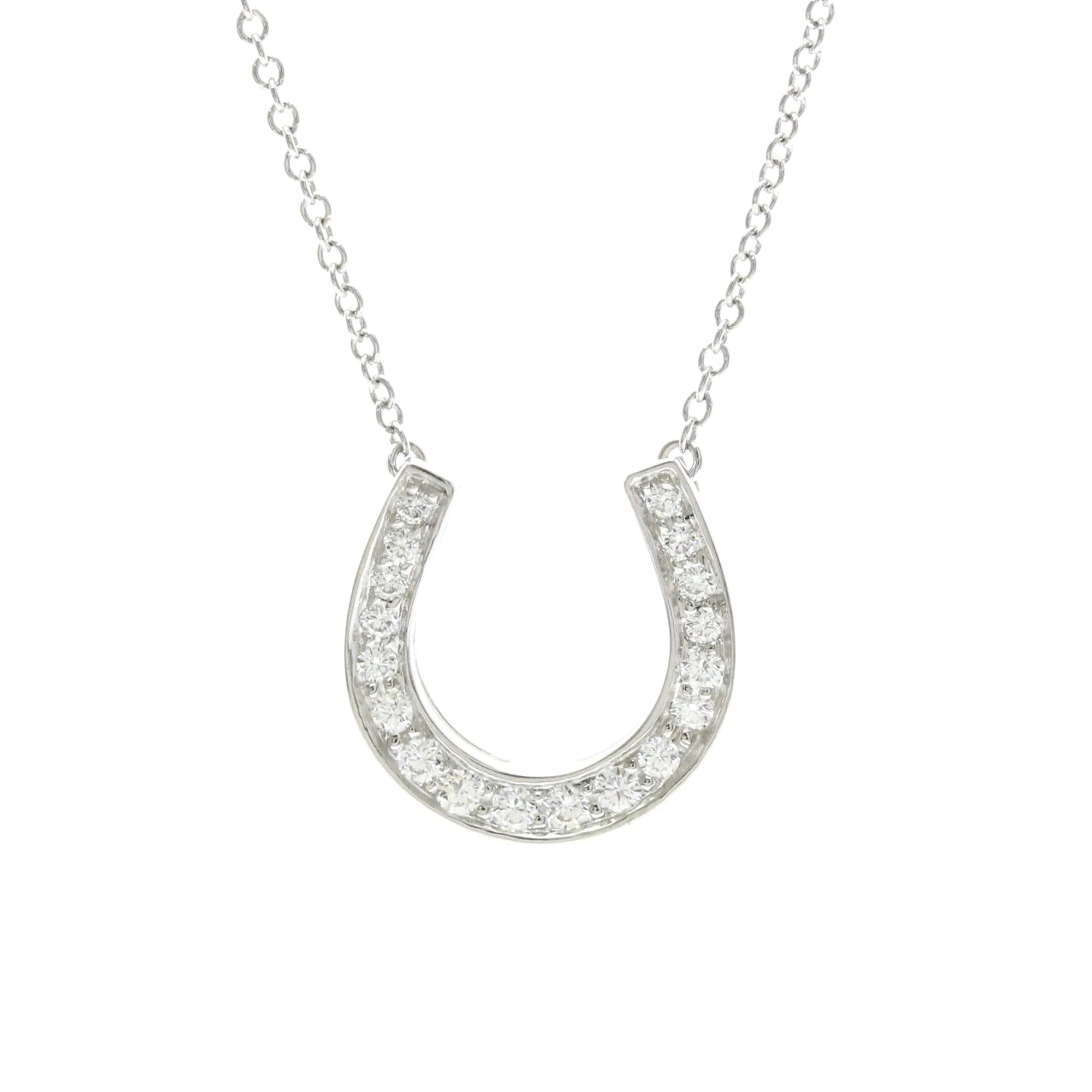 Horseshoe Pendant Necklace Platinum with Diamond